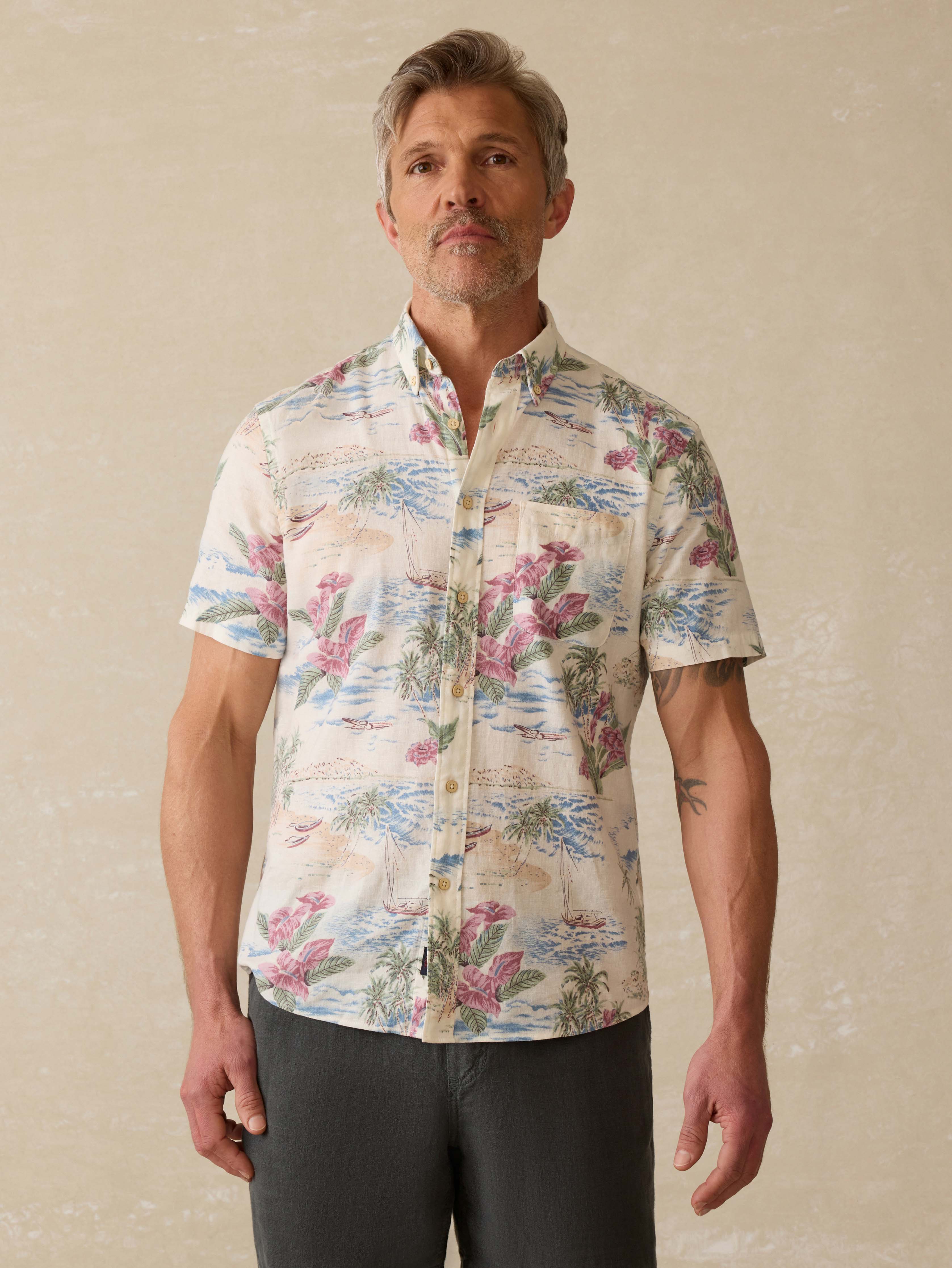 Short-Sleeve Breeze Shirt (Tall) - Molokai Scenic Tropical