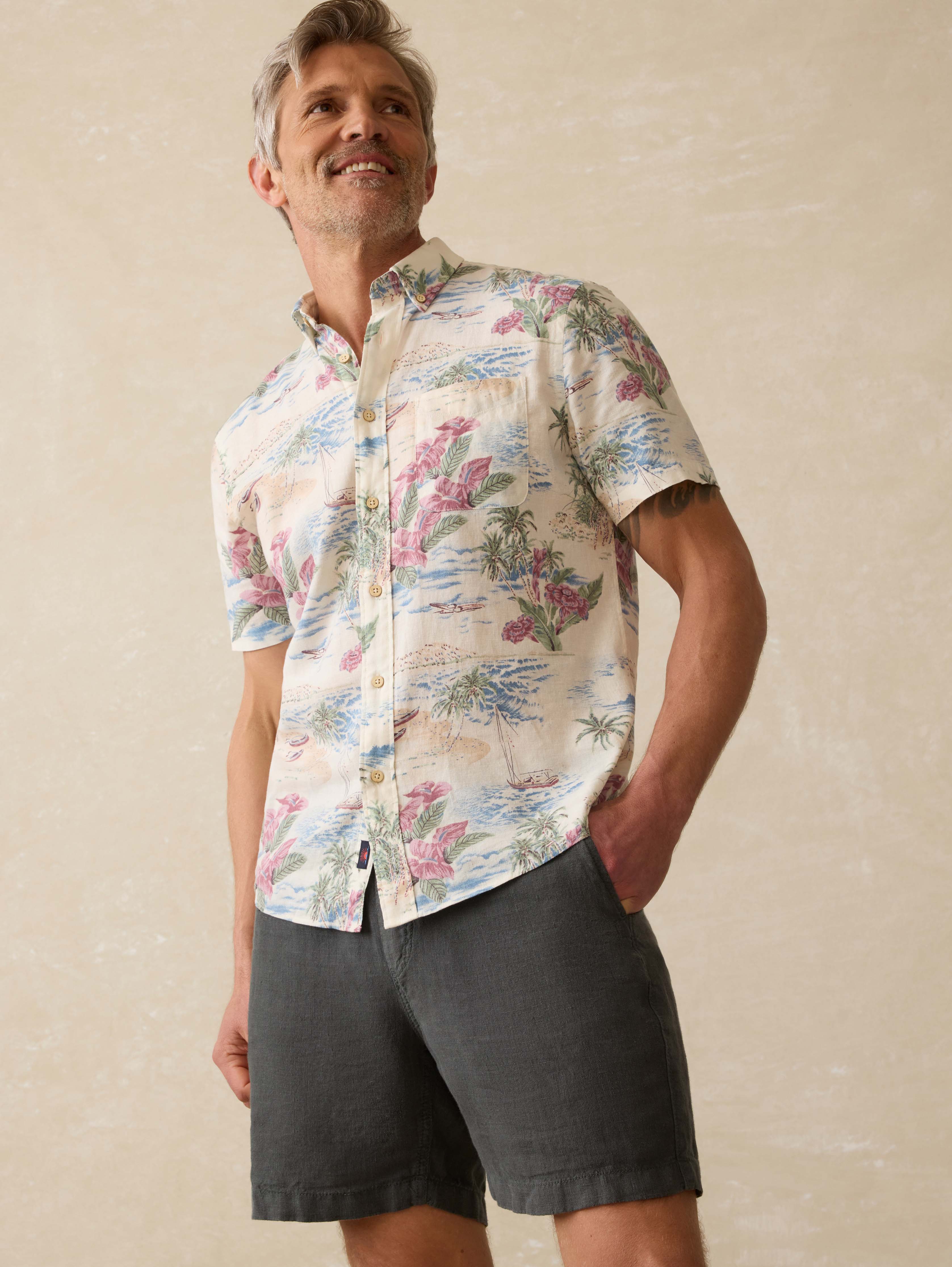 Short-Sleeve Breeze Shirt (Tall) - Molokai Scenic Tropical