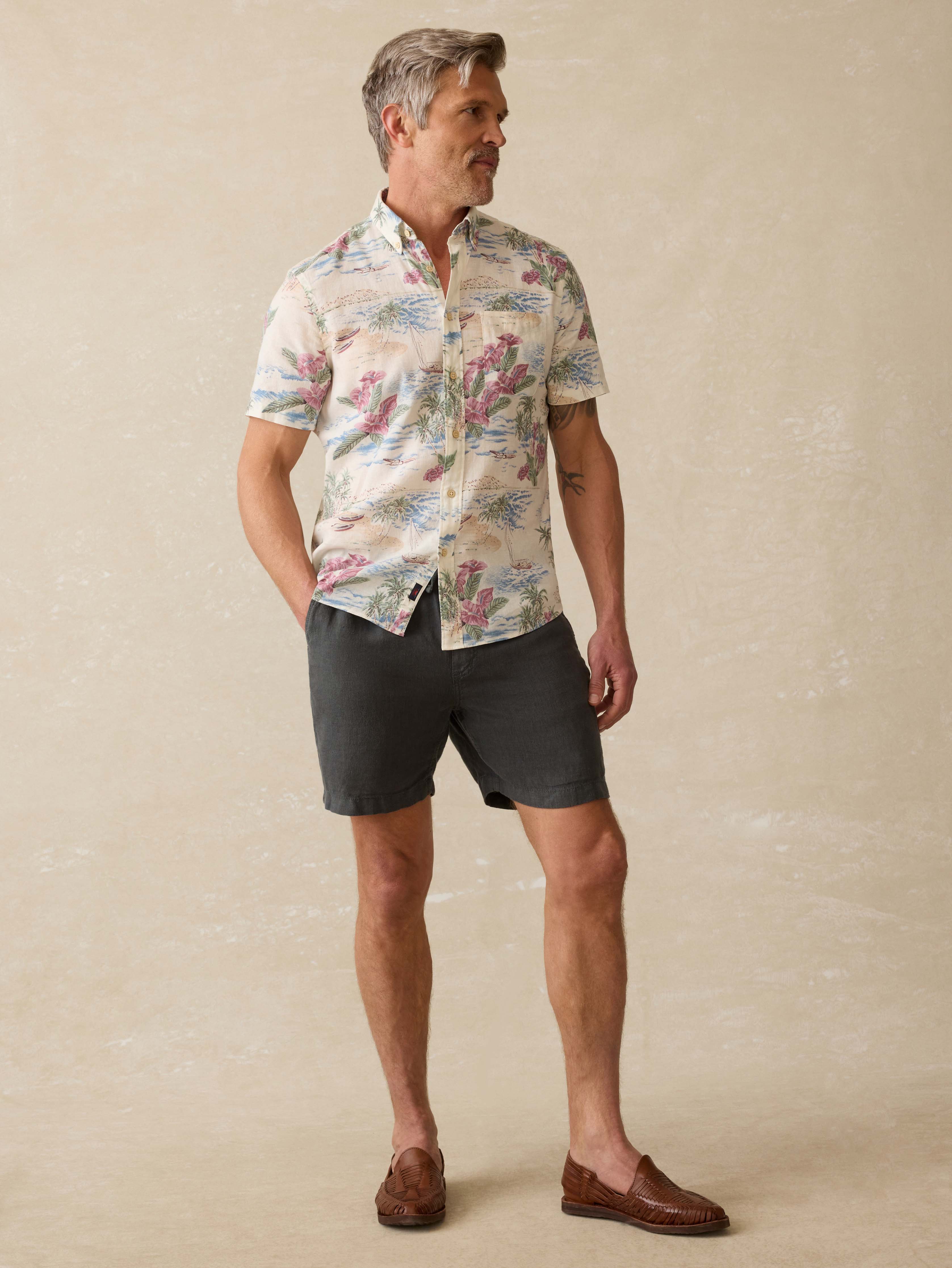Short-Sleeve Breeze Shirt (Tall) - Molokai Scenic Tropical