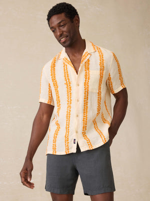 Short-Sleeve Shibori Palma Linen Shirt - Citrus Valley