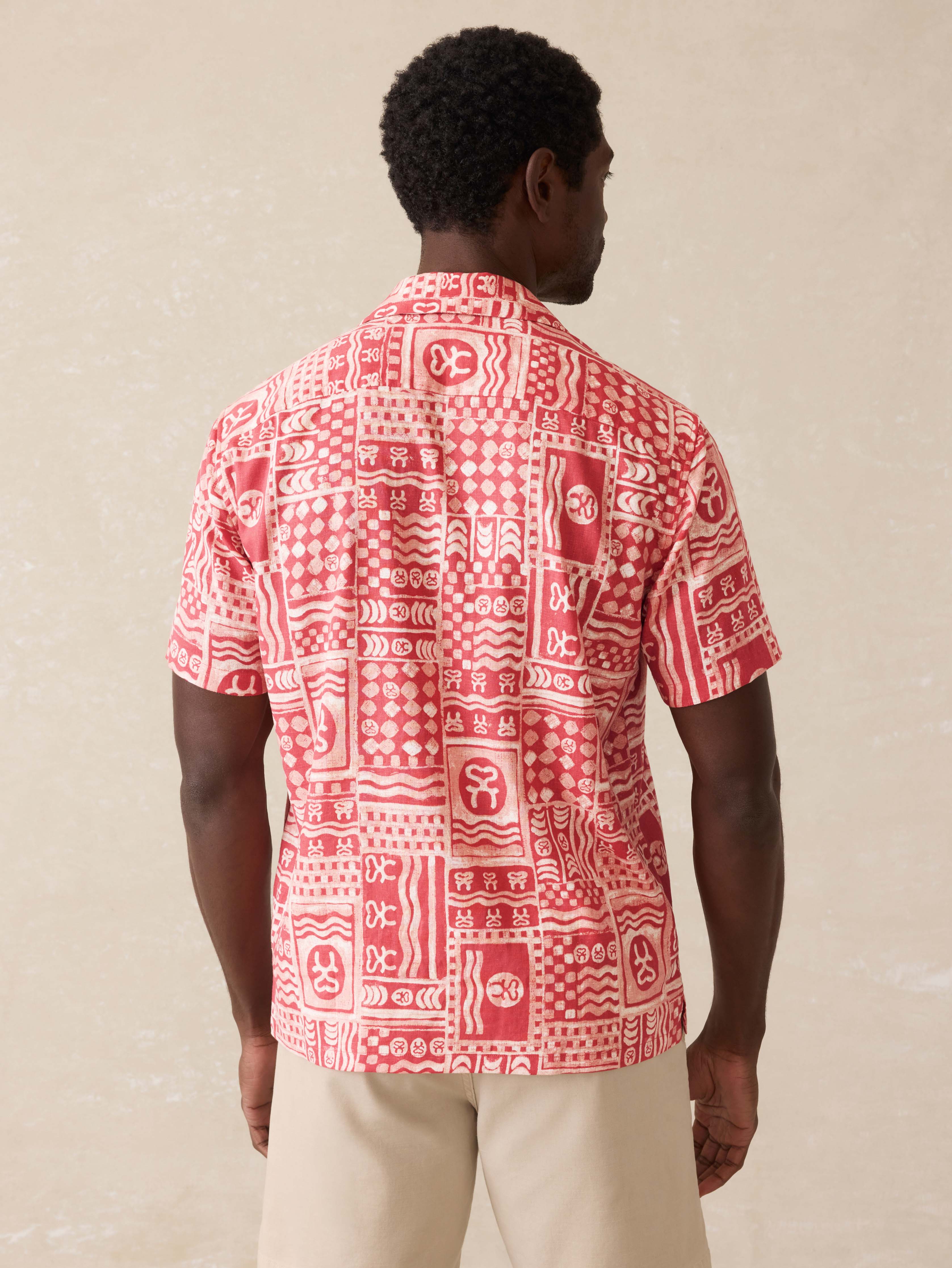 Ghana Short-Sleeve Breeze Camp Shirt - Sankofa Tile Clay | Faherty Brand