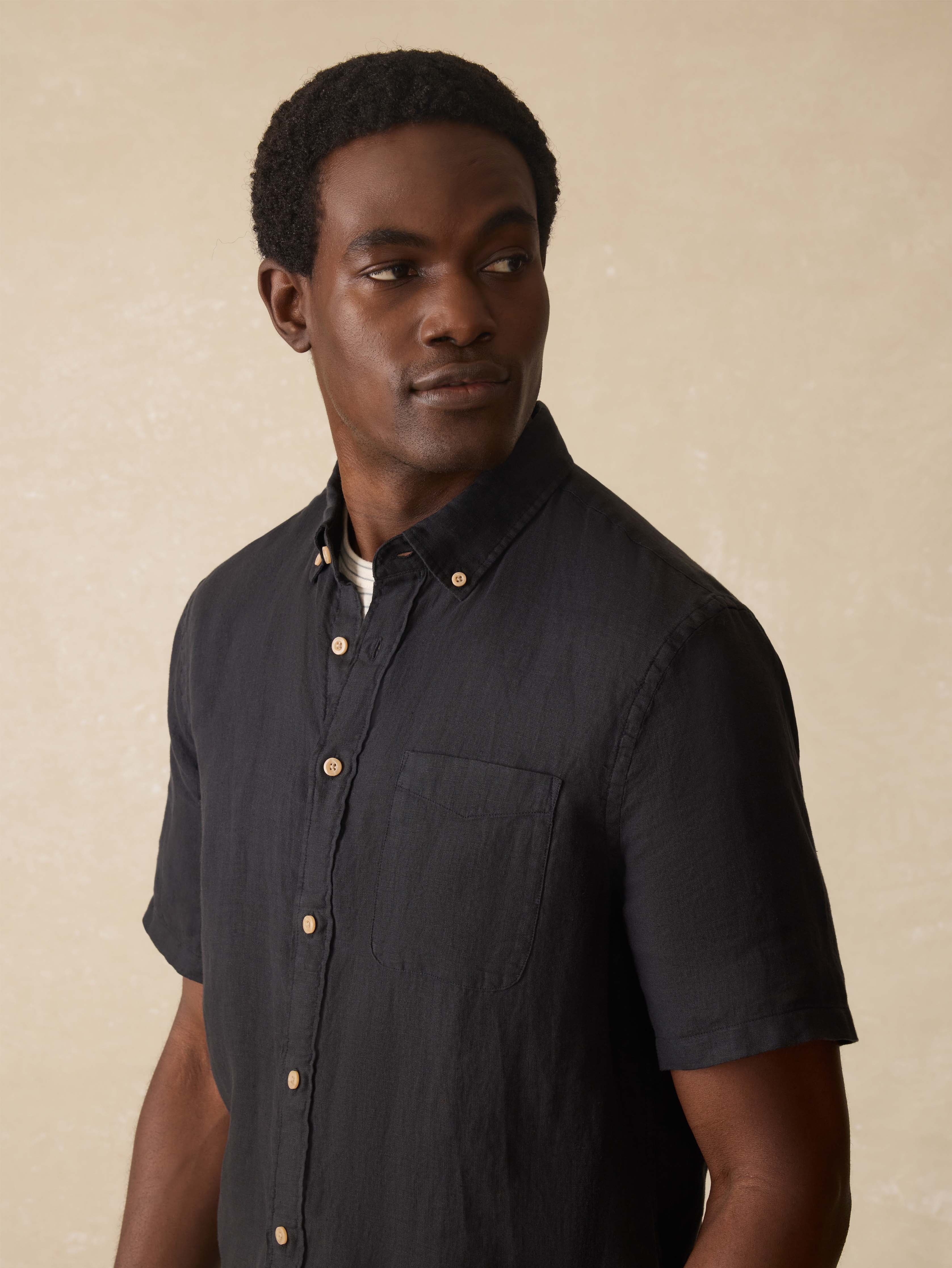Short-Sleeve Laguna Linen Shirt - Ridge Black