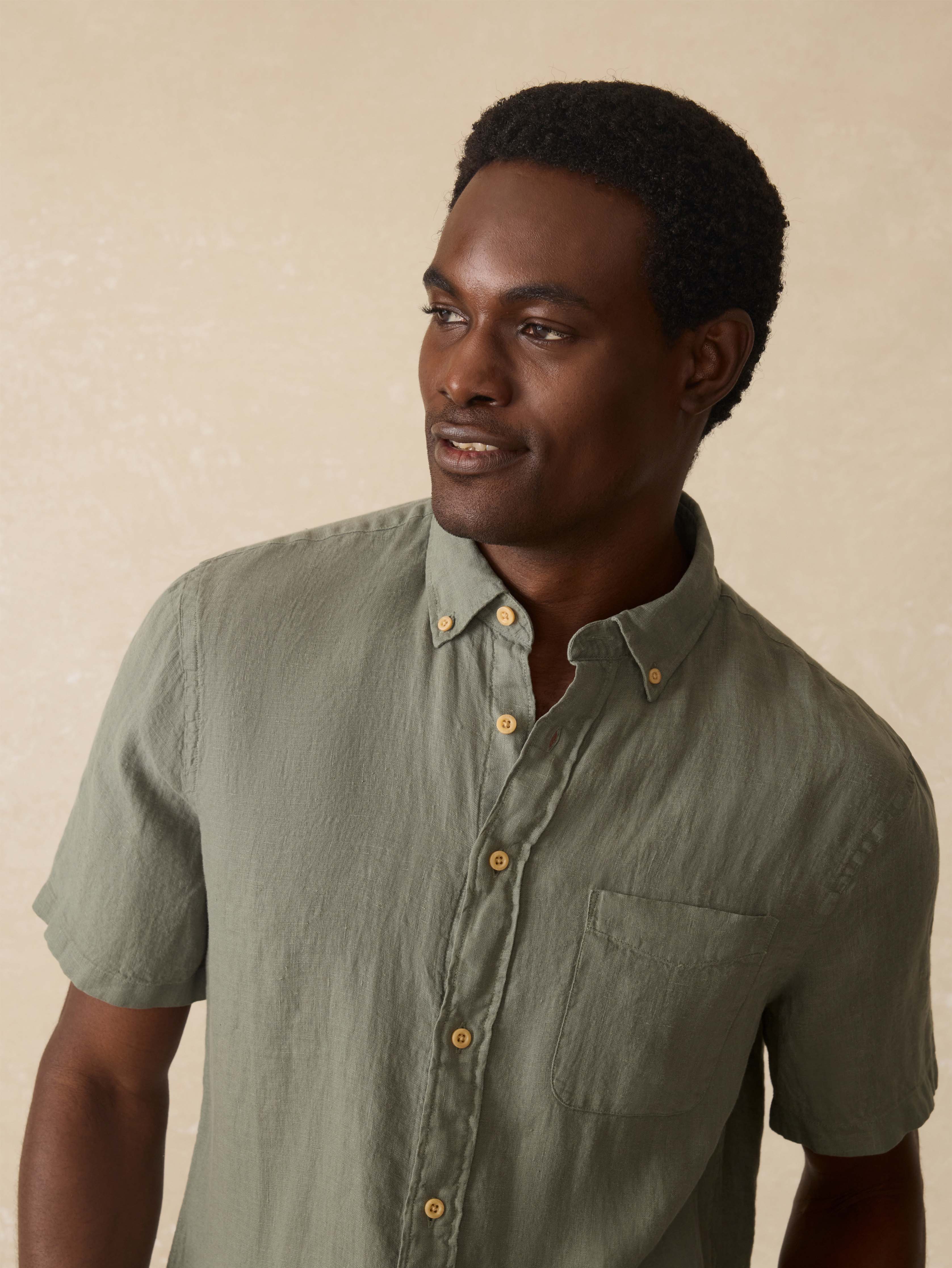 Short-Sleeve Laguna Linen Shirt - Spruce