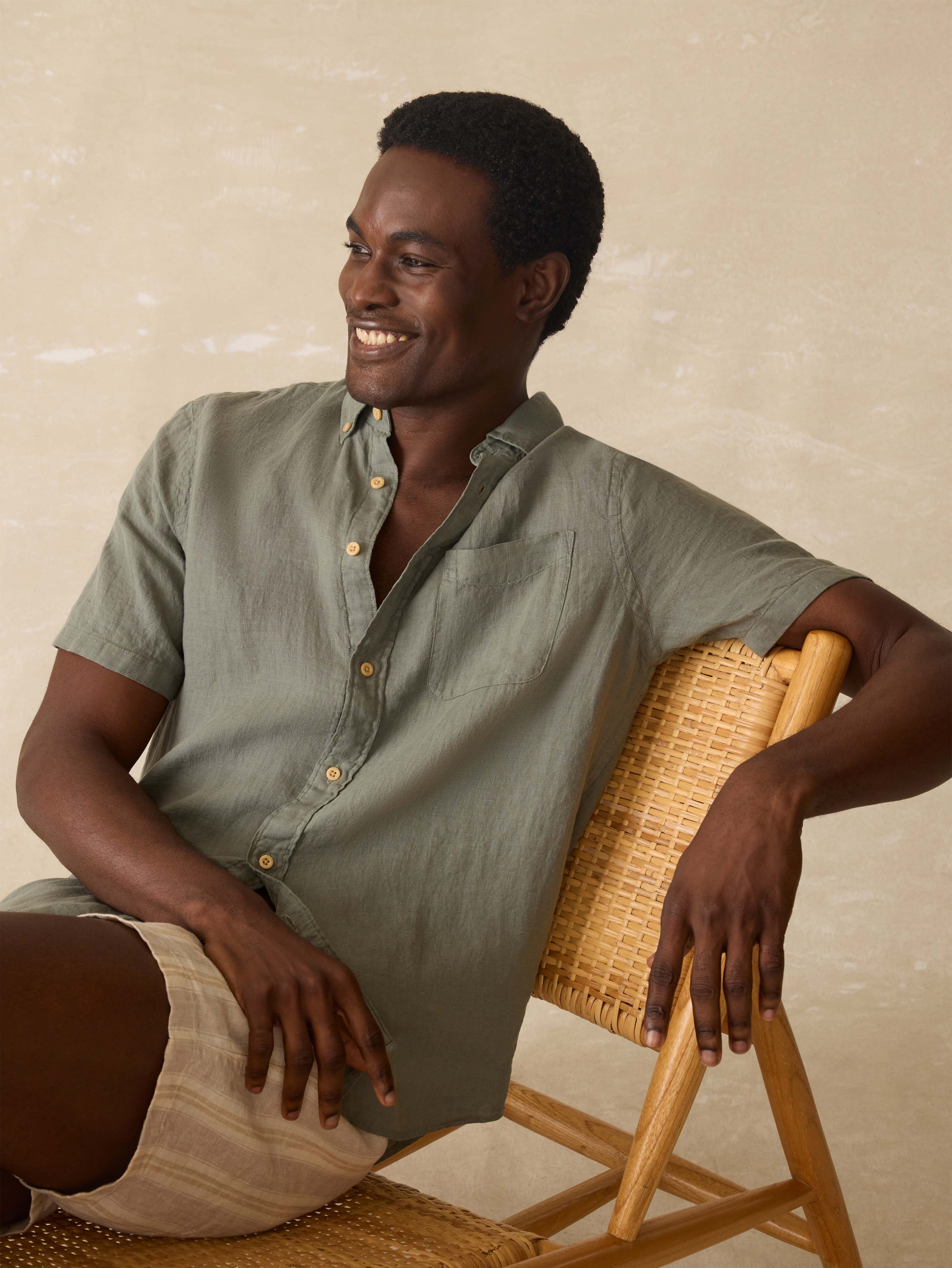 Short-Sleeve Laguna Linen Shirt - Spruce