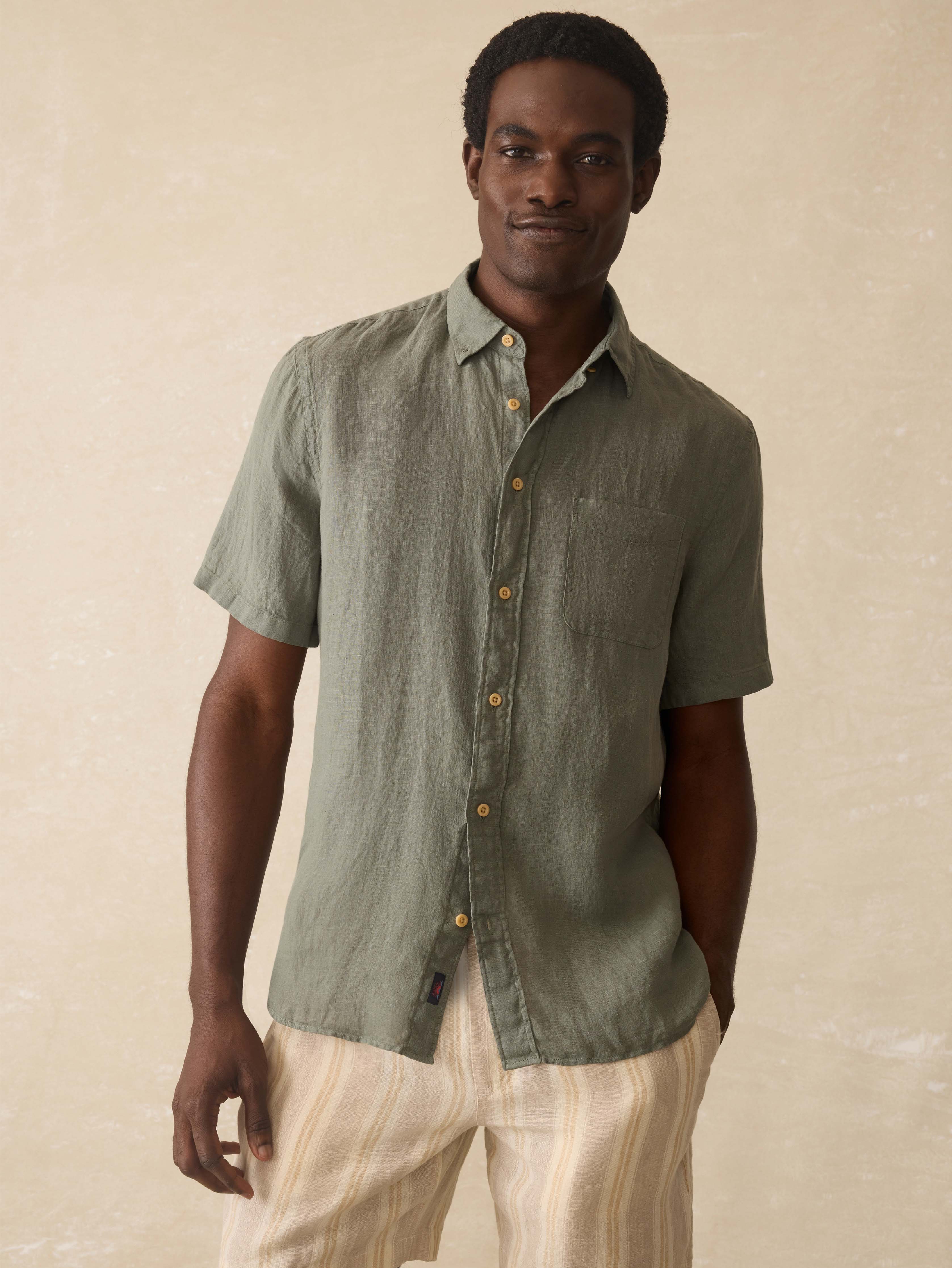 Short-Sleeve Laguna Linen Shirt - Spruce