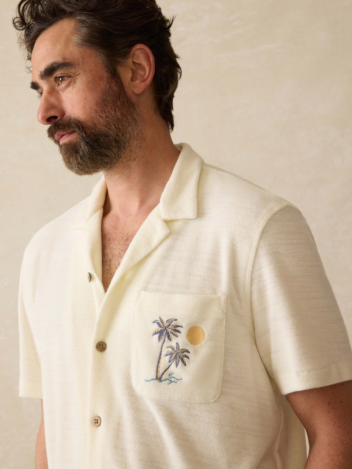 Short-Sleeve Cabana Towel Terry Shirt - South Sand Beach, image 3 of 5