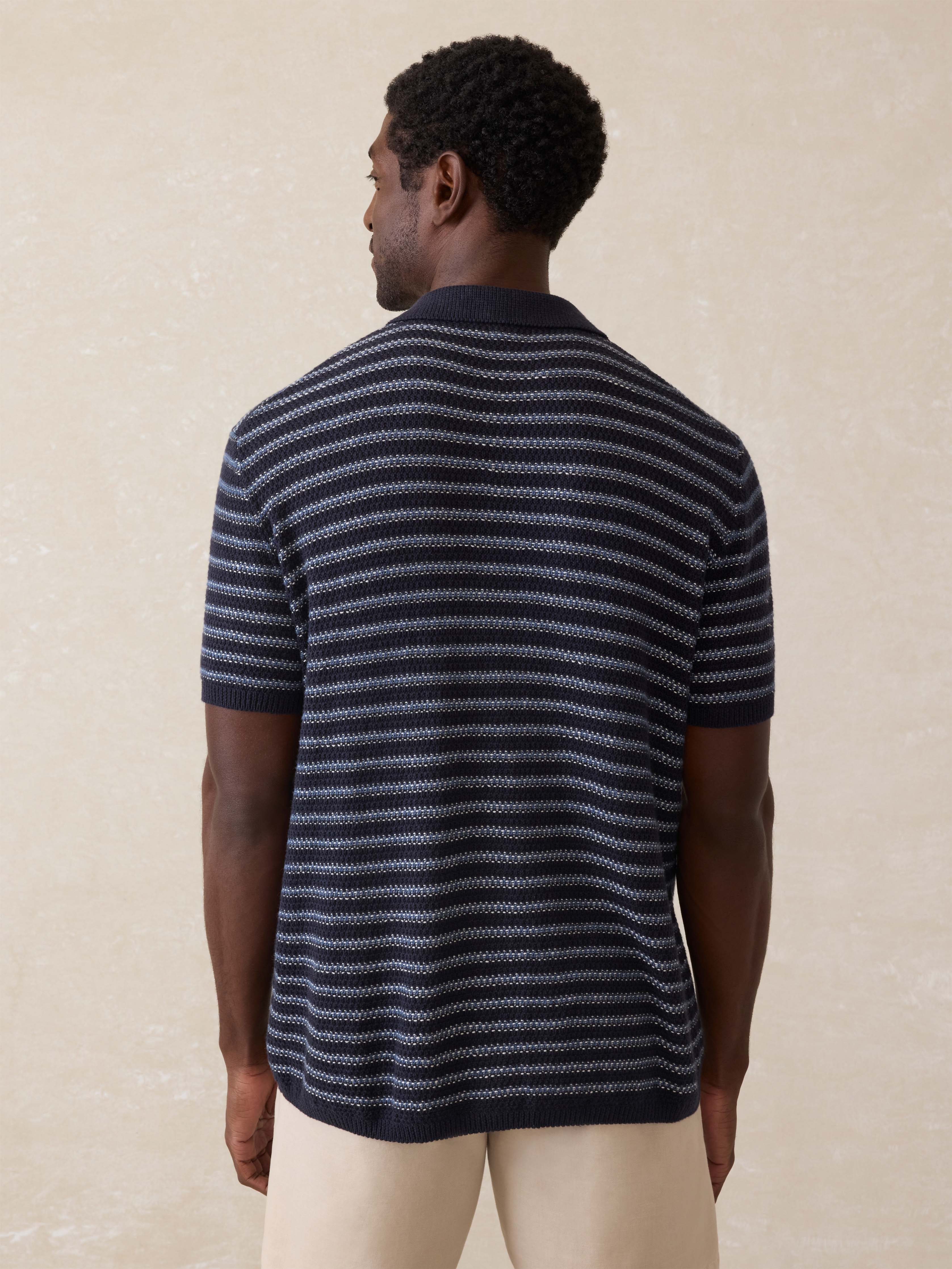 Short-Sleeve Sweater Shirt (Tall) - Northern Depths Stripe