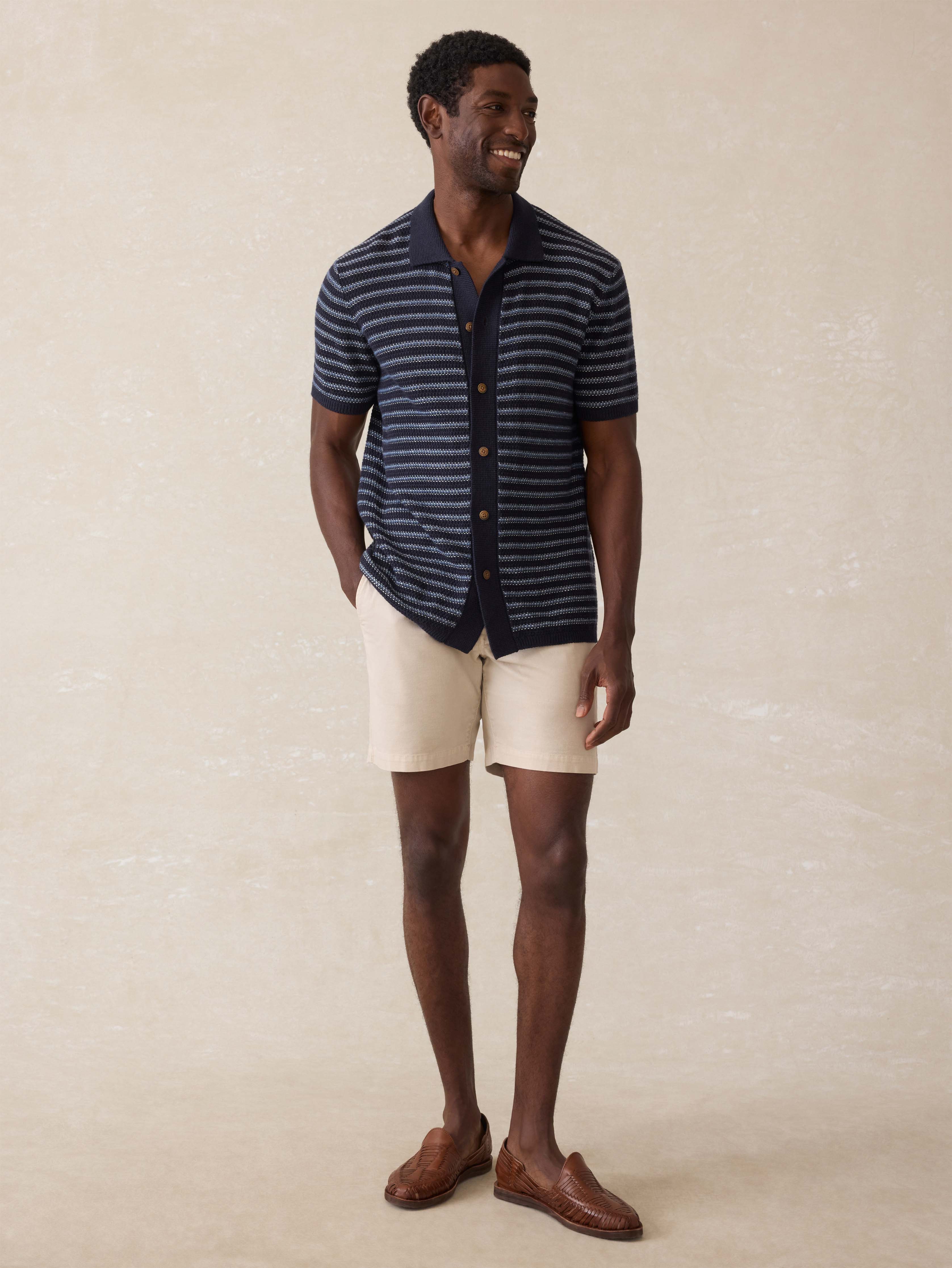 Short-Sleeve Sweater Shirt (Tall) - Northern Depths Stripe