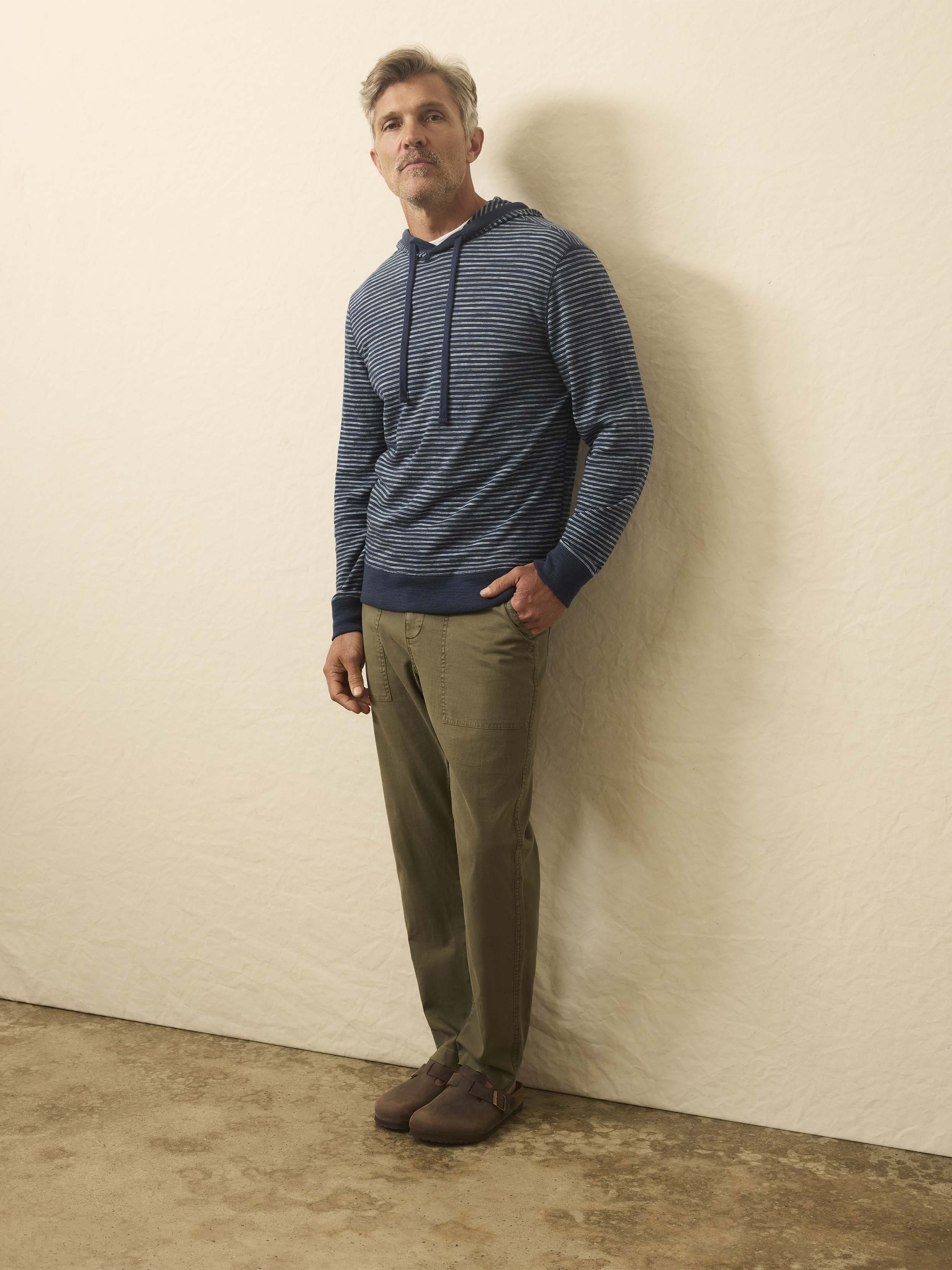 Sunwashed Organic Hoodie - Navy Stream Stripe | Faherty Brand