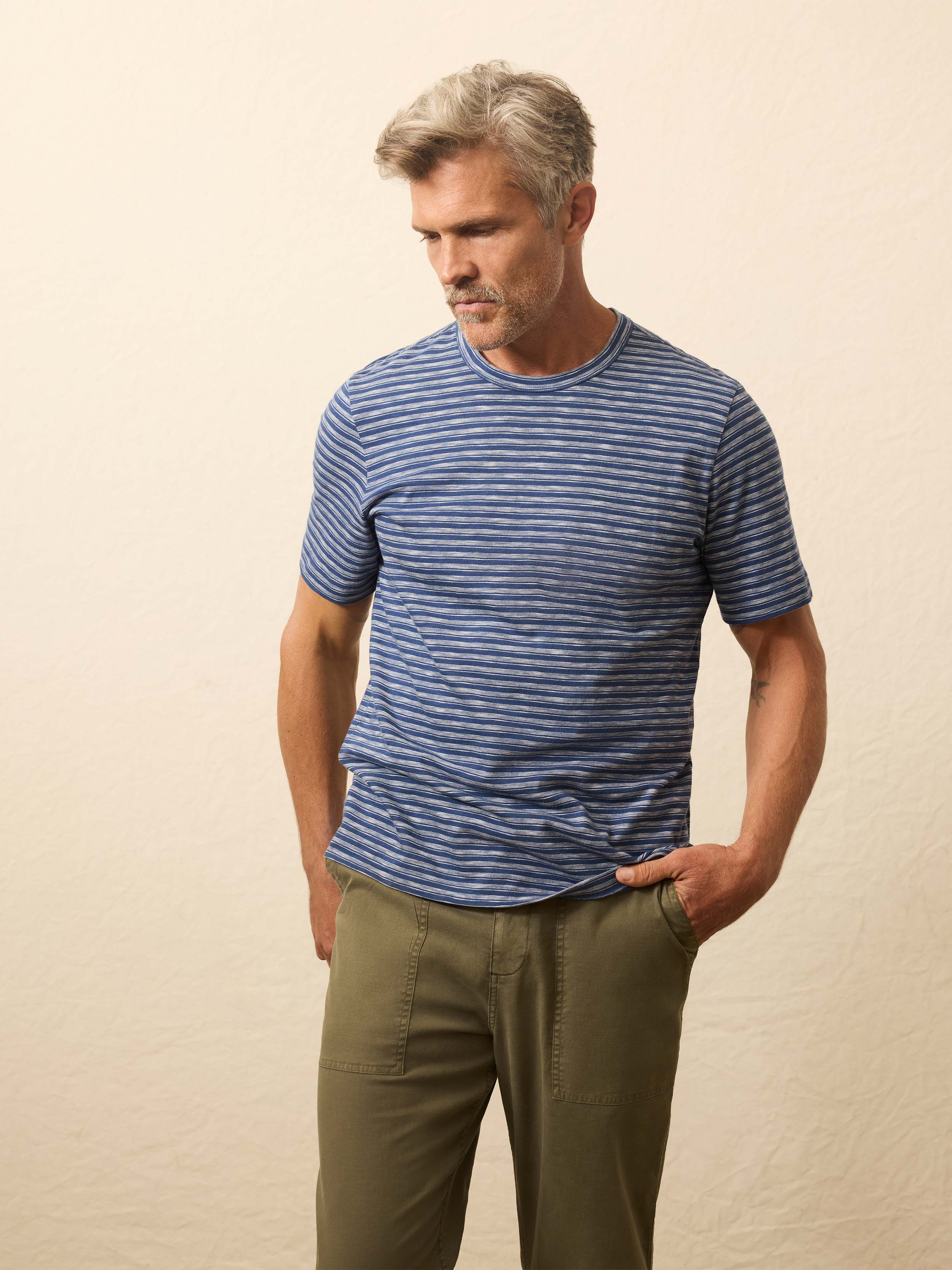 Sunwashed Regenerative Tee - River Rapids Stripe | Faherty Brand