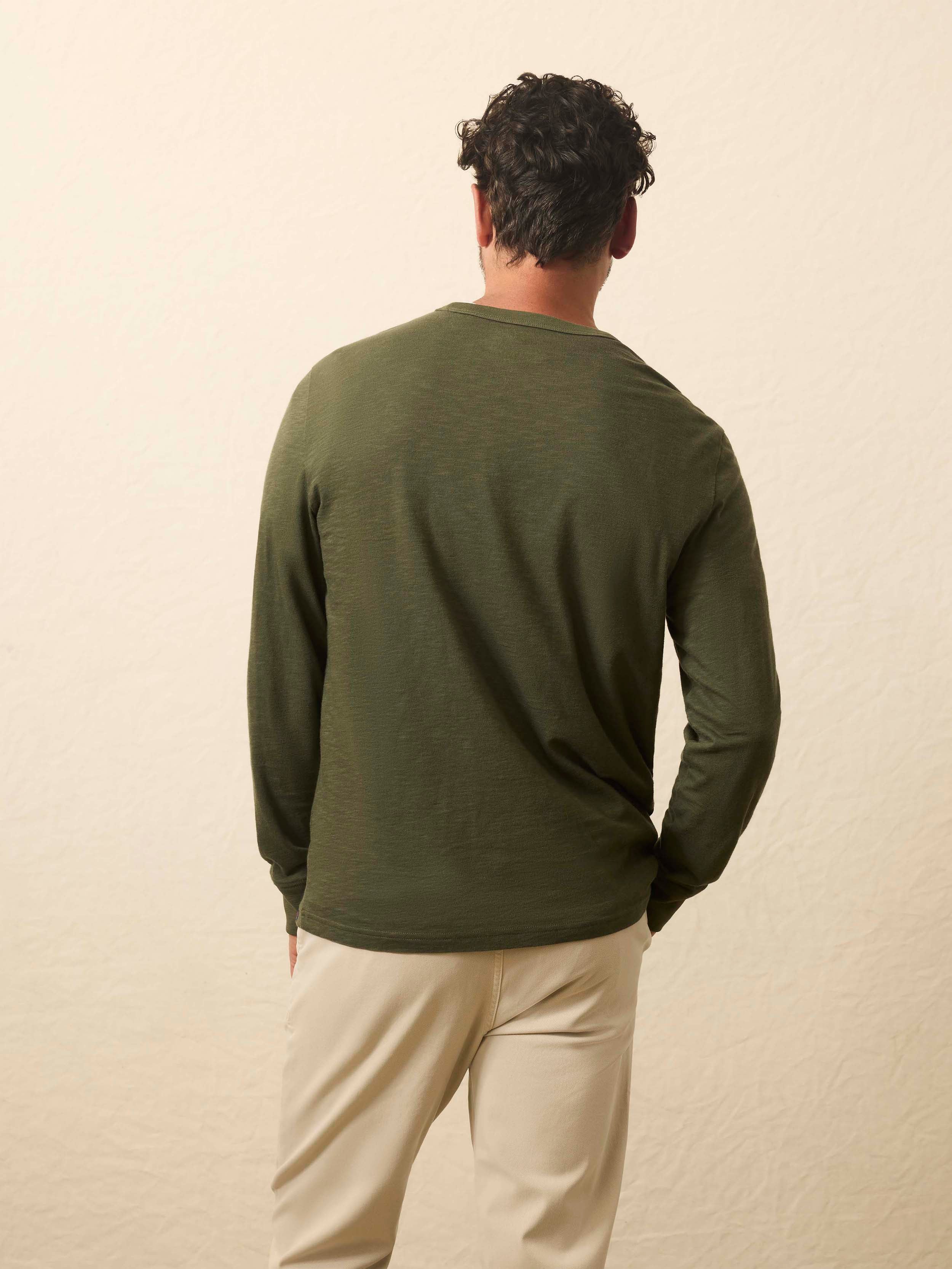 Long-Sleeve Sunwashed Tee - Fall Evergreen | Faherty Brand