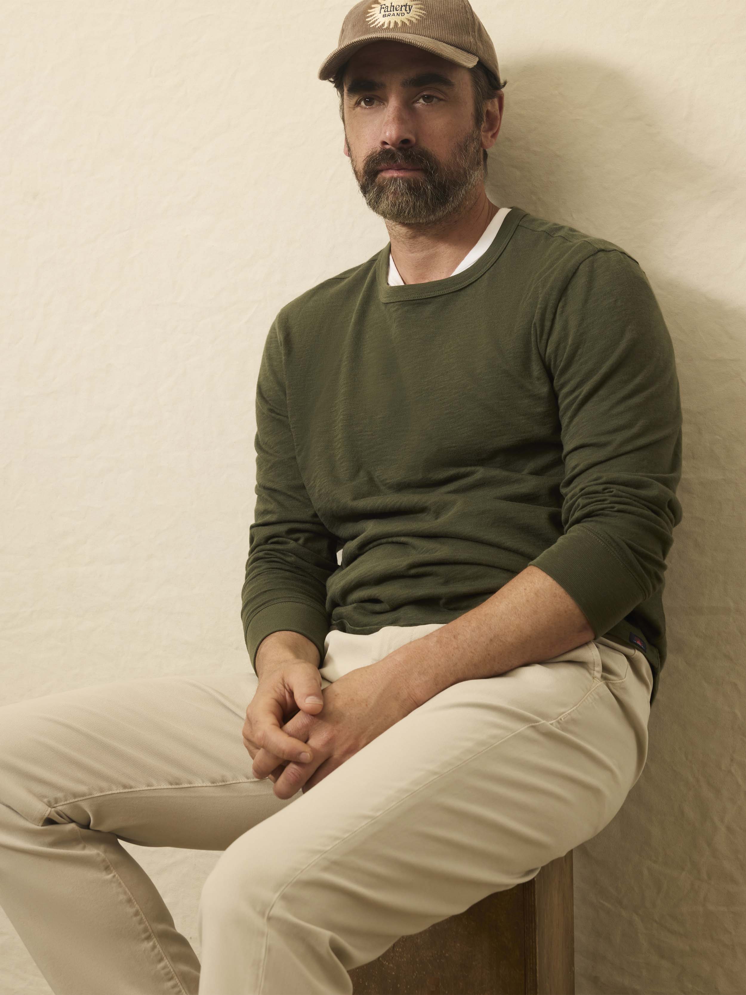 Long-Sleeve Sunwashed Tee - Fall Evergreen | Faherty Brand