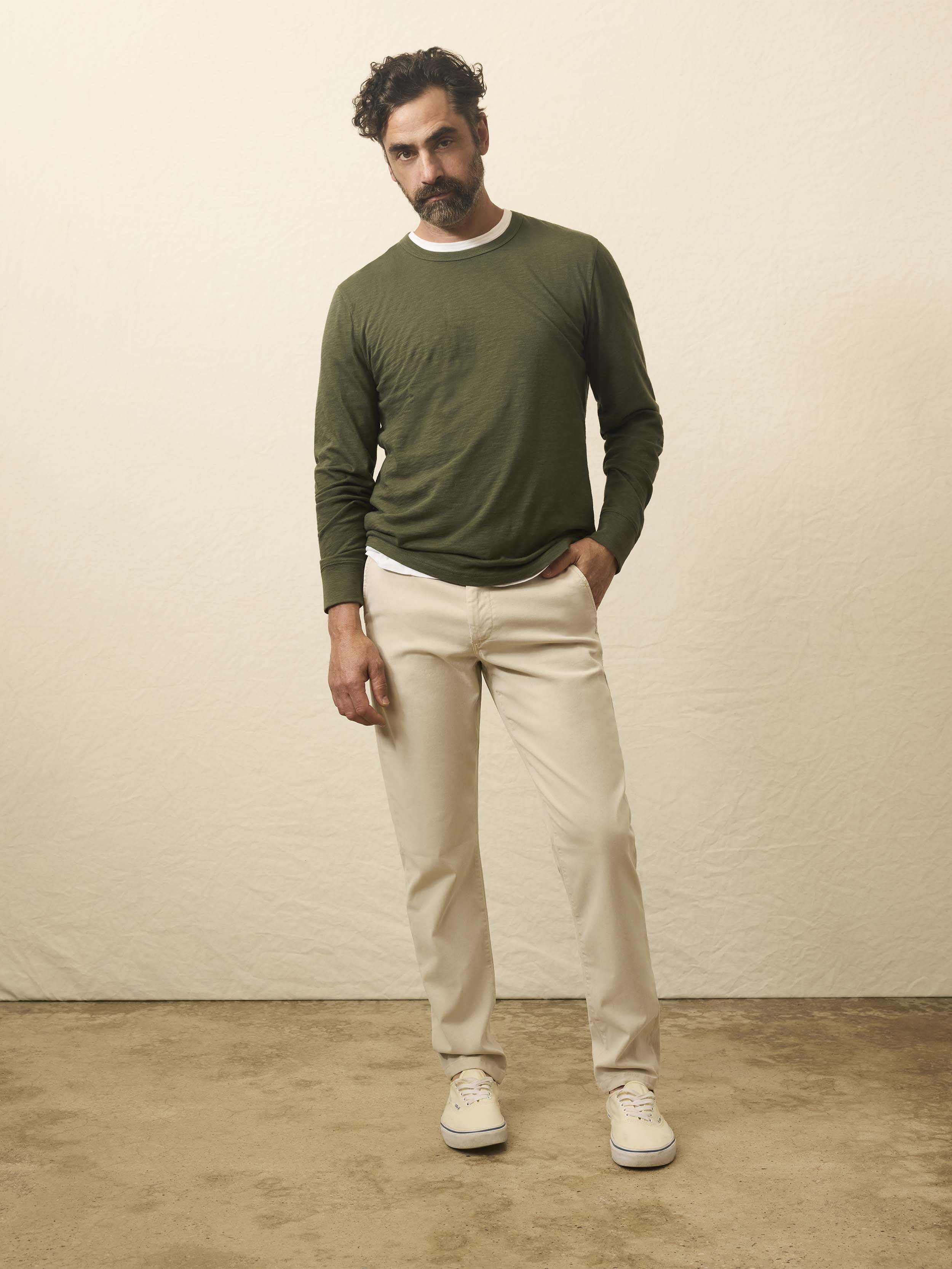 Long-Sleeve Sunwashed Tee - Fall Evergreen | Faherty Brand