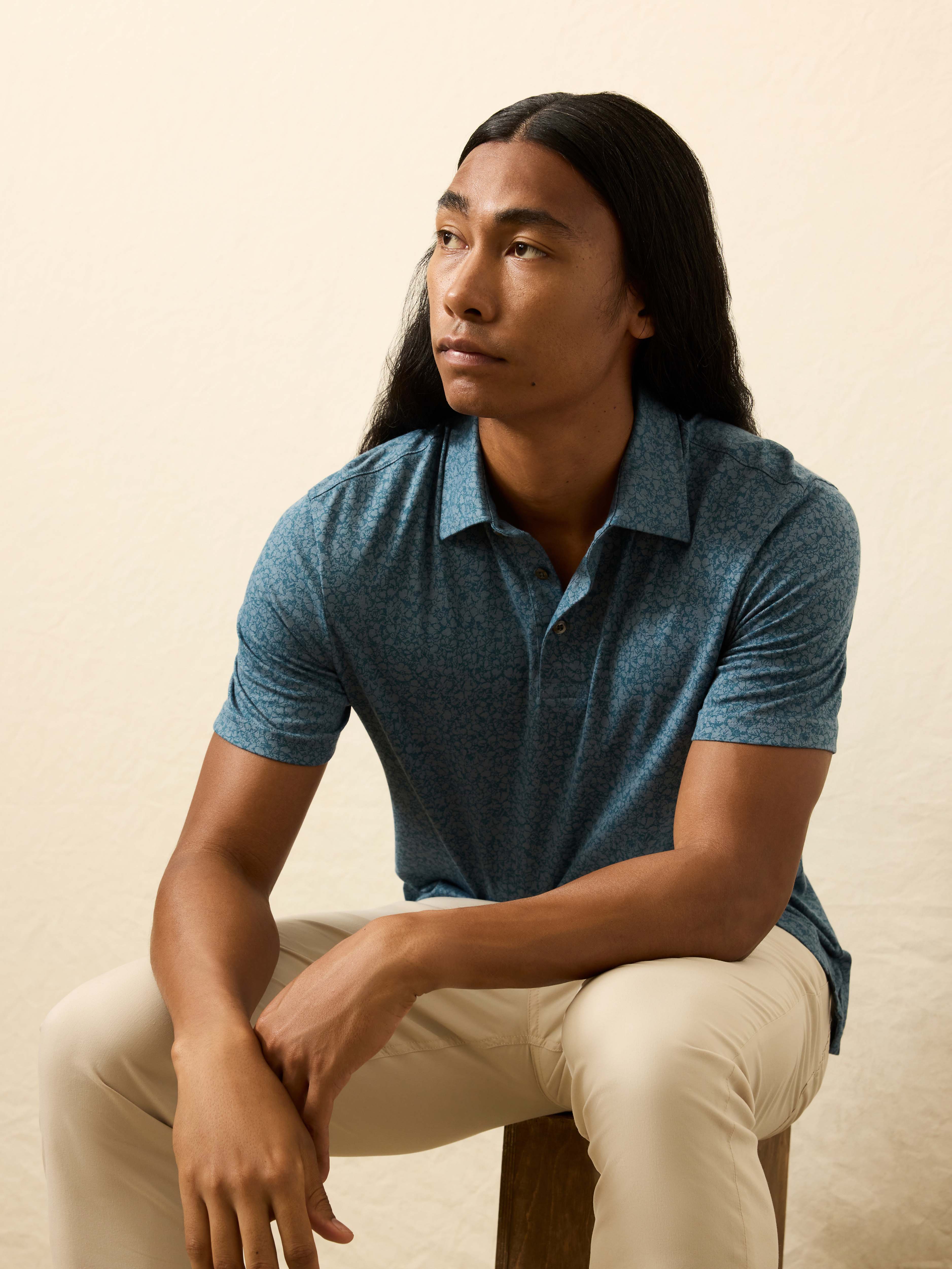 Short-Sleeve Movement™ Pique Polo - Eastern Sky Blossom | Faherty Brand