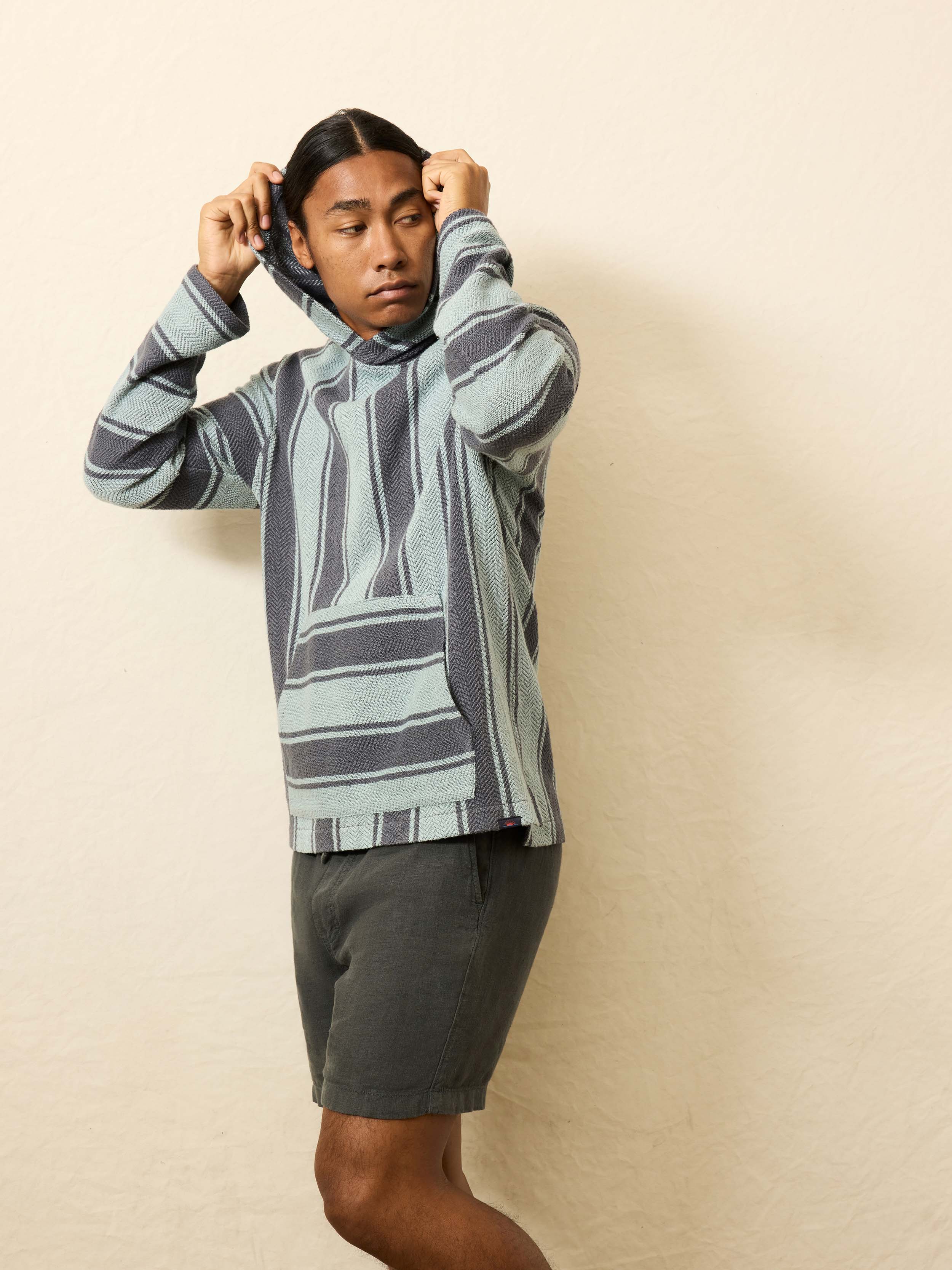 Whitewater Hoodie - Teal Channel Stripe | Faherty Brand