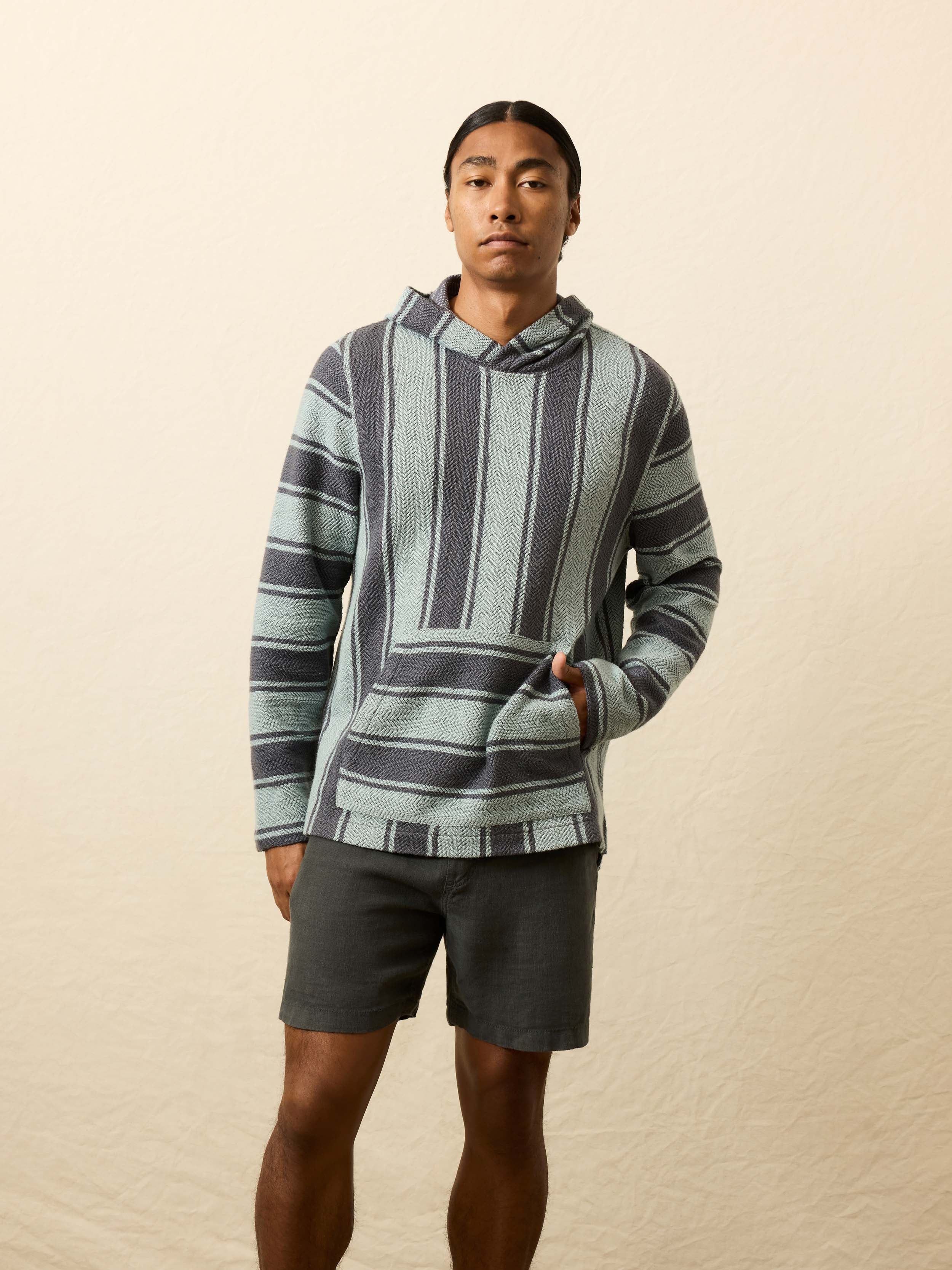 Whitewater Hoodie - Teal Channel Stripe | Faherty Brand