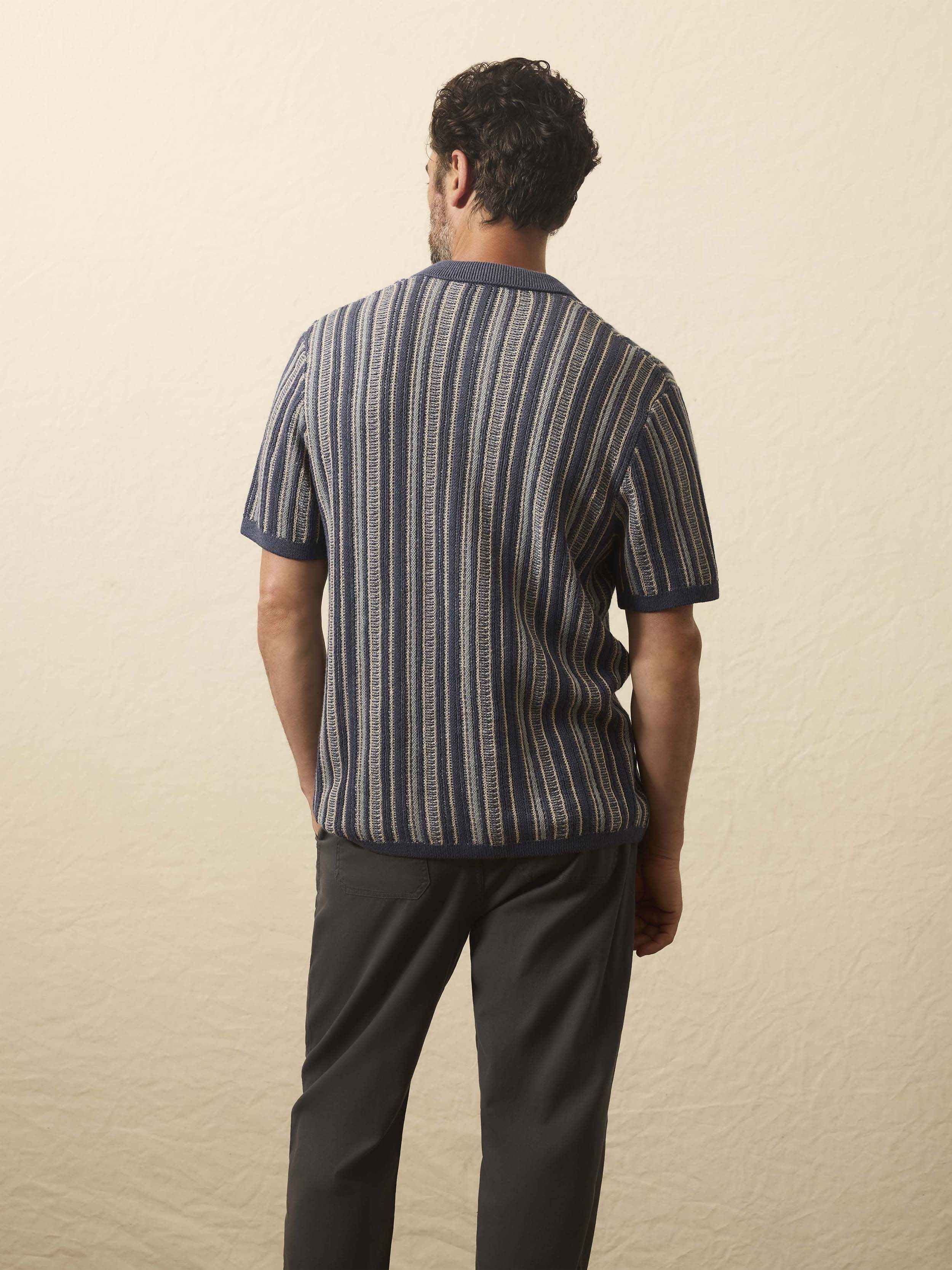 Short-Sleeve Sweater Shirt - River Cliffs Stripe | Faherty Brand