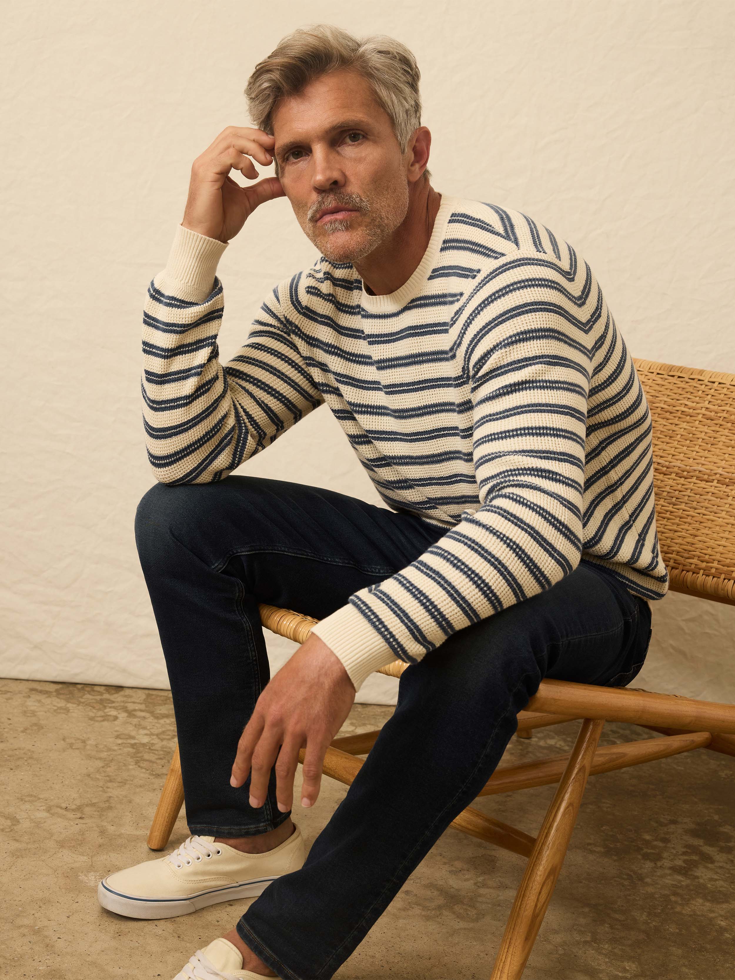 Sunwashed Crewneck Sweater - Booth Island Stripe | Faherty Brand
