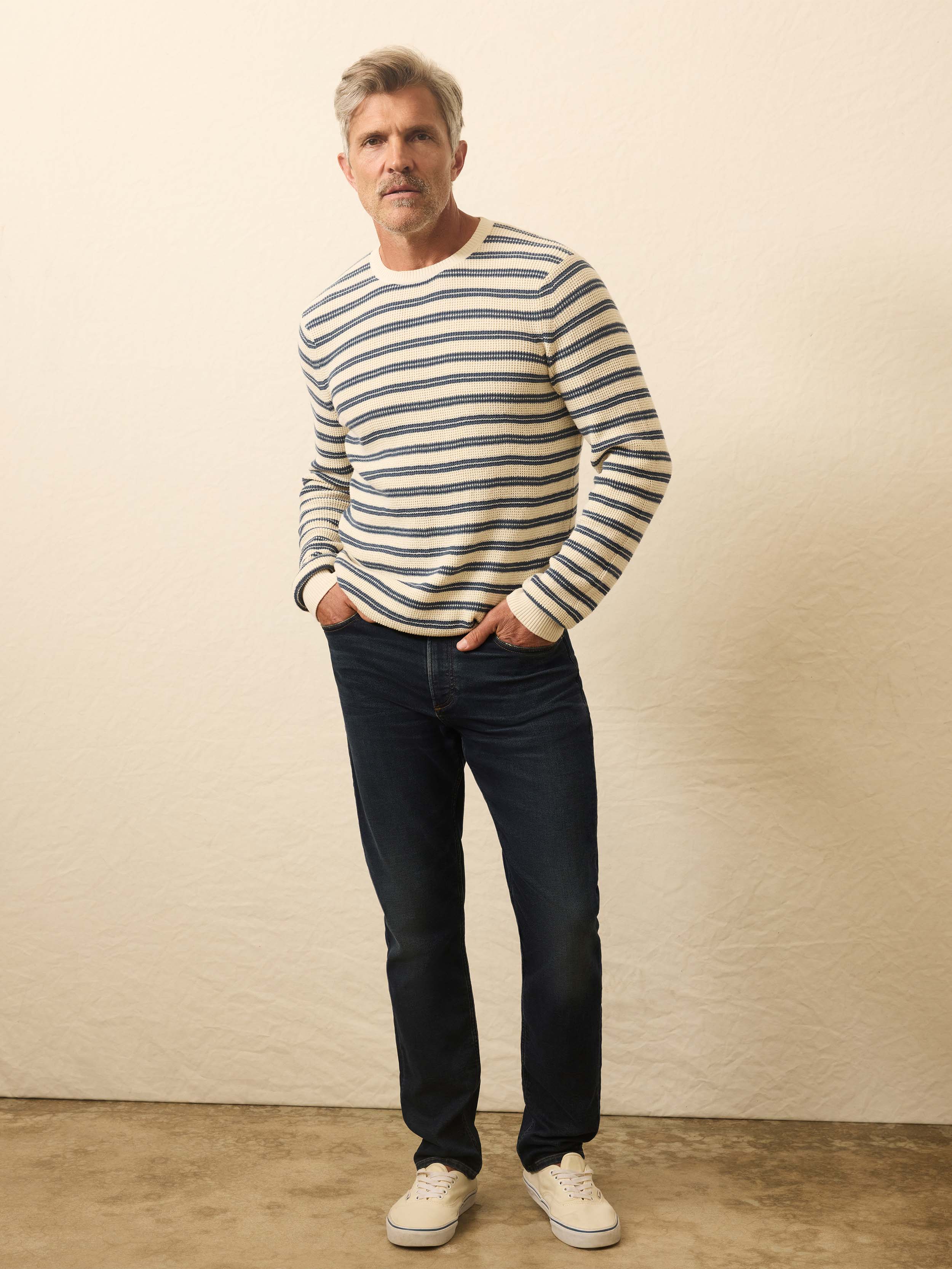 Sunwashed Crewneck Sweater - Booth Island Stripe | Faherty Brand