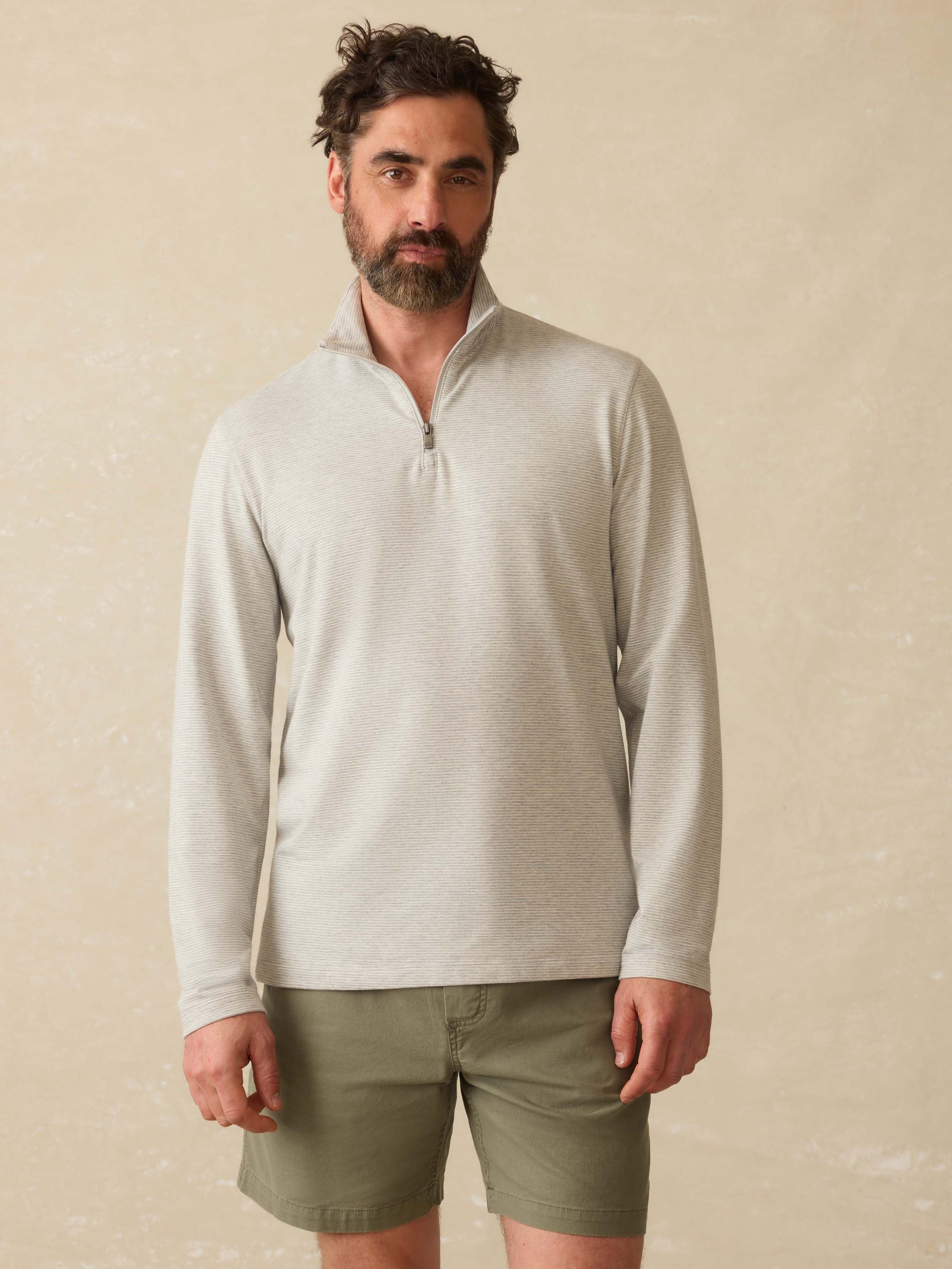 Movement™ Quarter Zip - Grey Cove Stripe | Faherty Brand