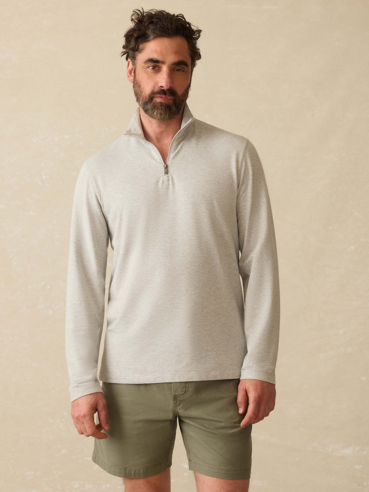  | Movement™ Quarter Zip - Grey Cove Stripe | Faherty Brand, image 1 of 5