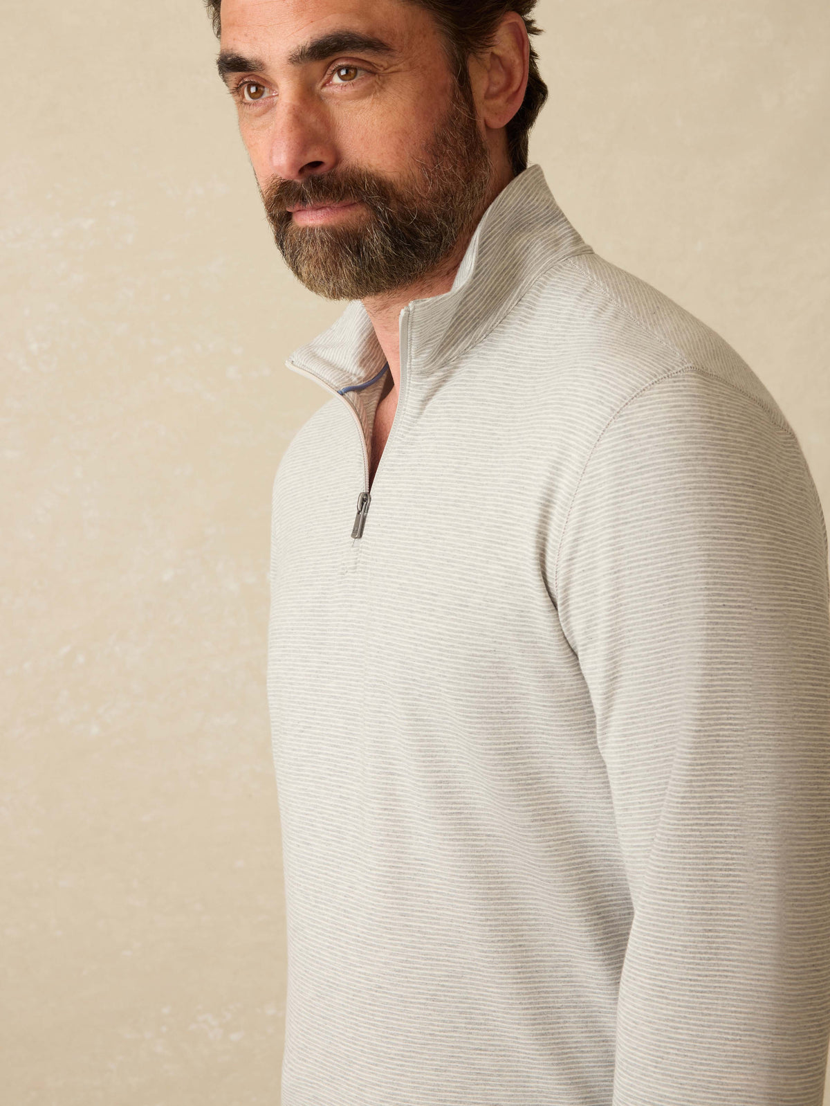  | Movement™ Quarter Zip - Grey Cove Stripe | Faherty Brand, image 2 of 5