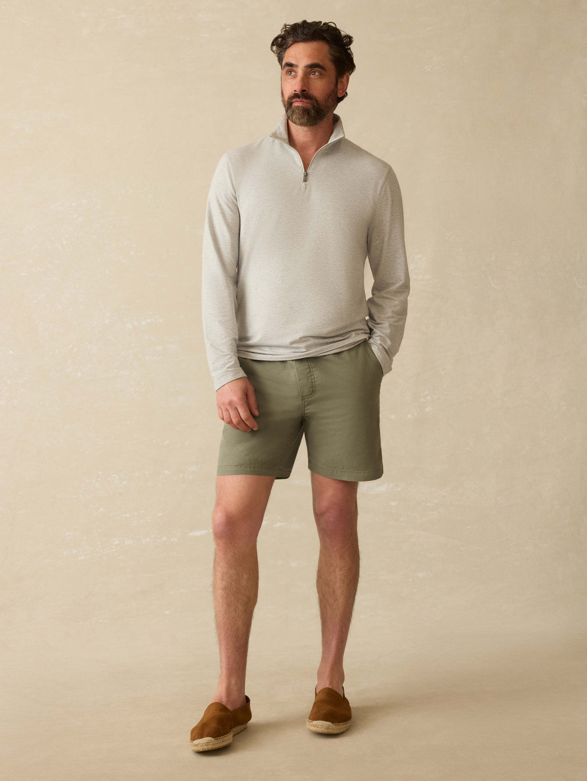 | Movement™ Quarter Zip - Grey Cove Stripe | Faherty Brand, image 3 of 5