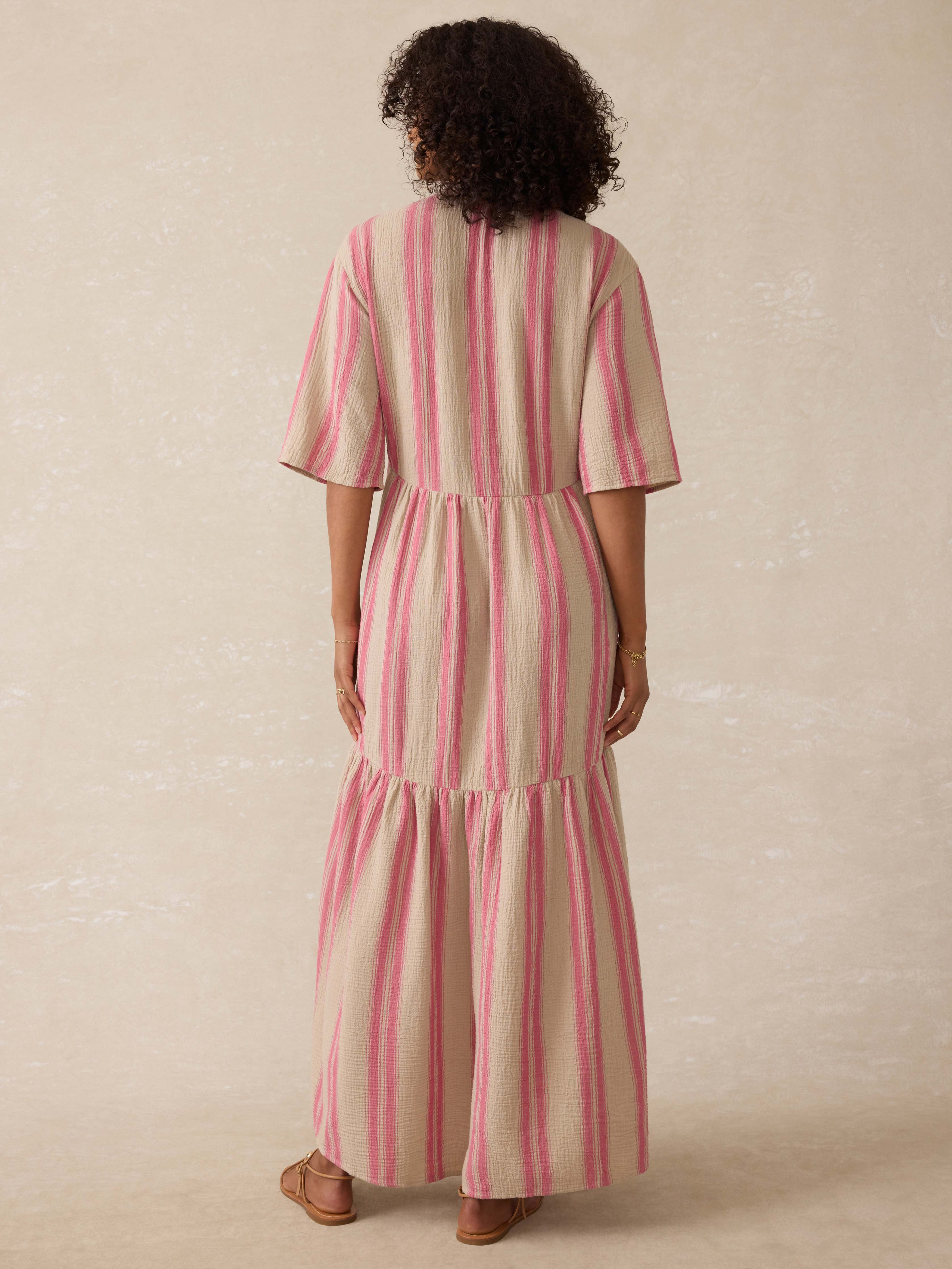 Dune Cotton Gauze Wesley Dress - Cocoa Reef Stripe | Faherty Brand
