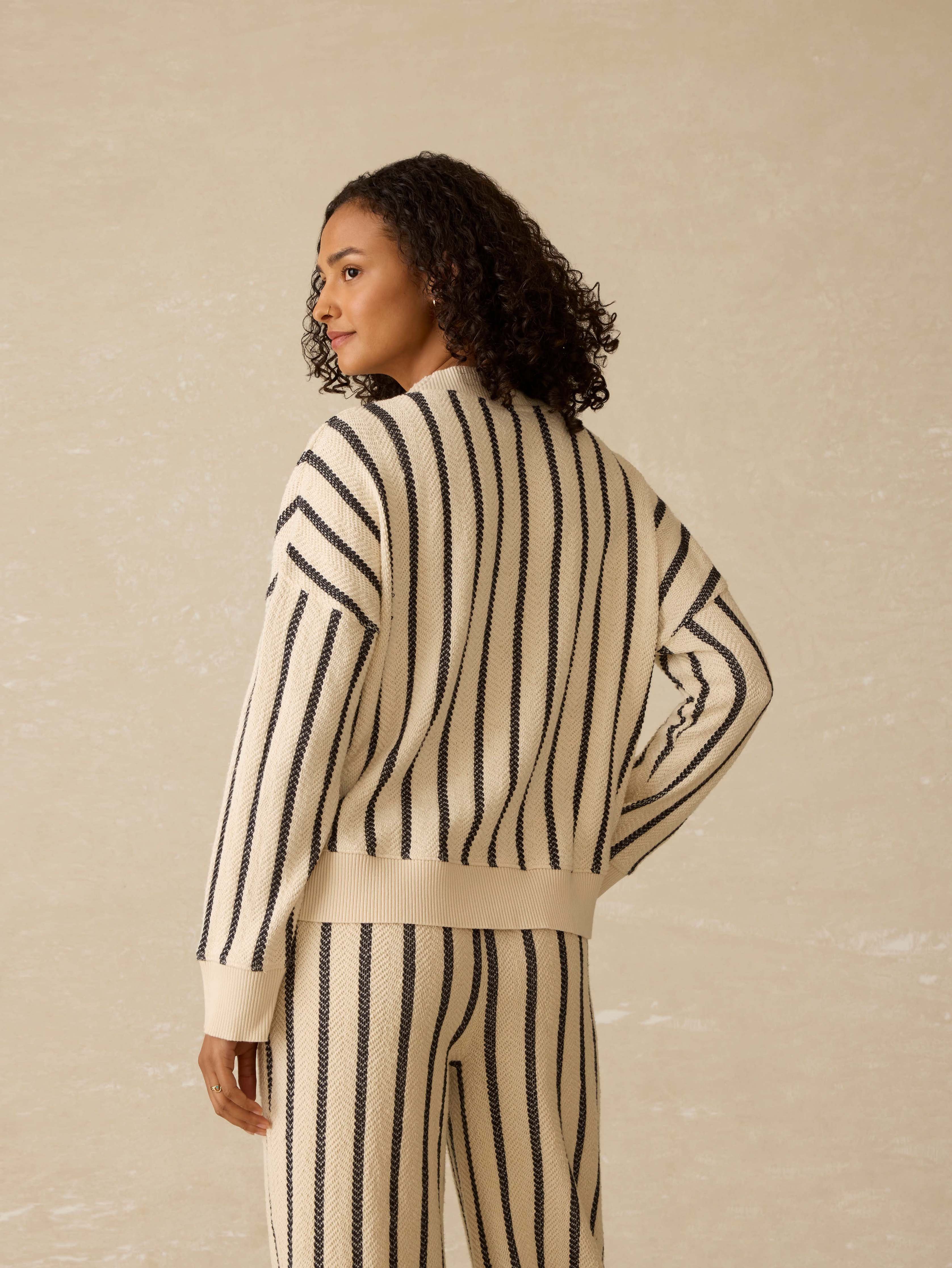 Dockside V-Neck Sweatshirt - Moon Shadow Stripe | Faherty Brand