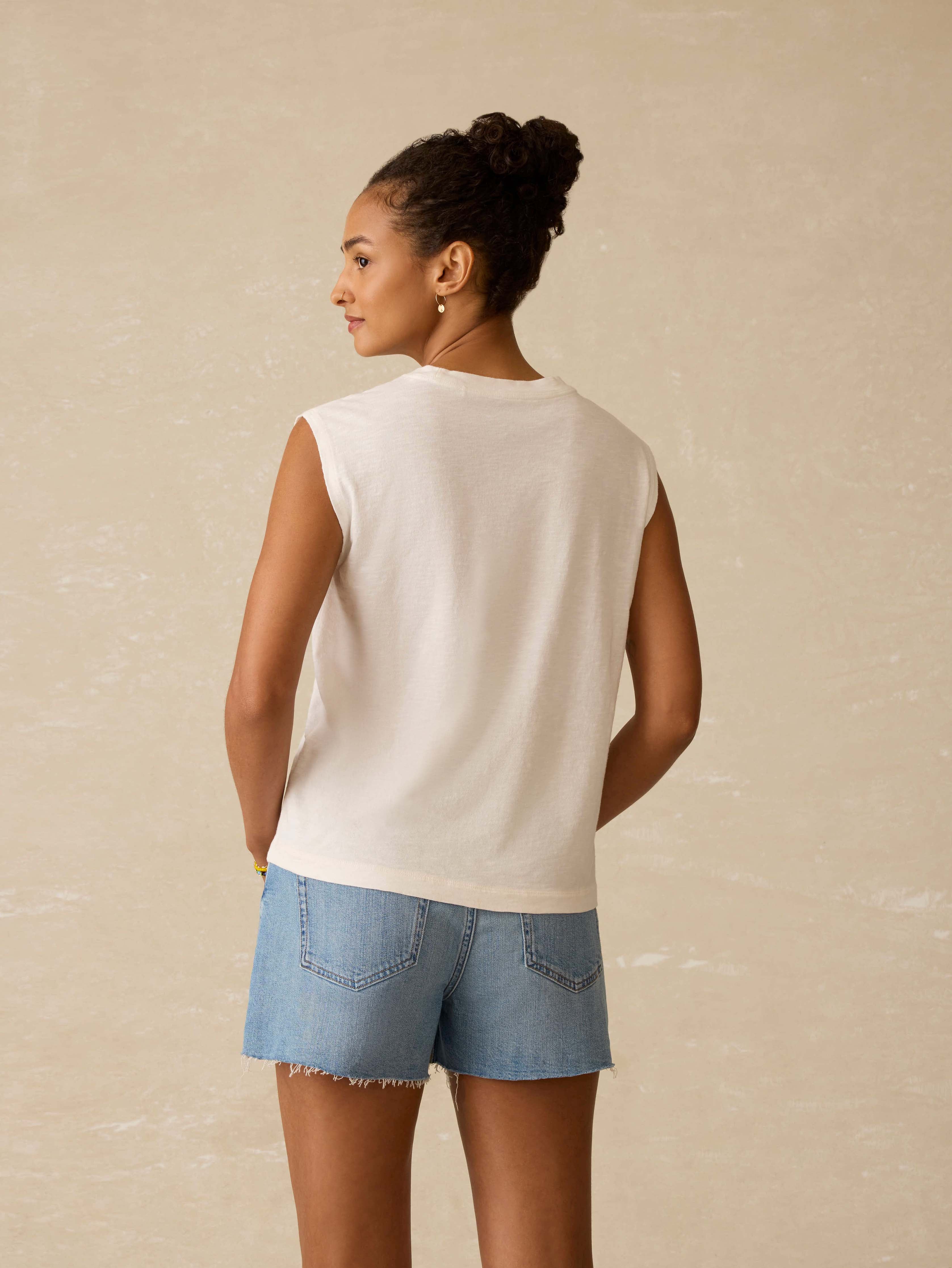 Surf Ghana Sunwashed Muscle Tank - White | Faherty Brand