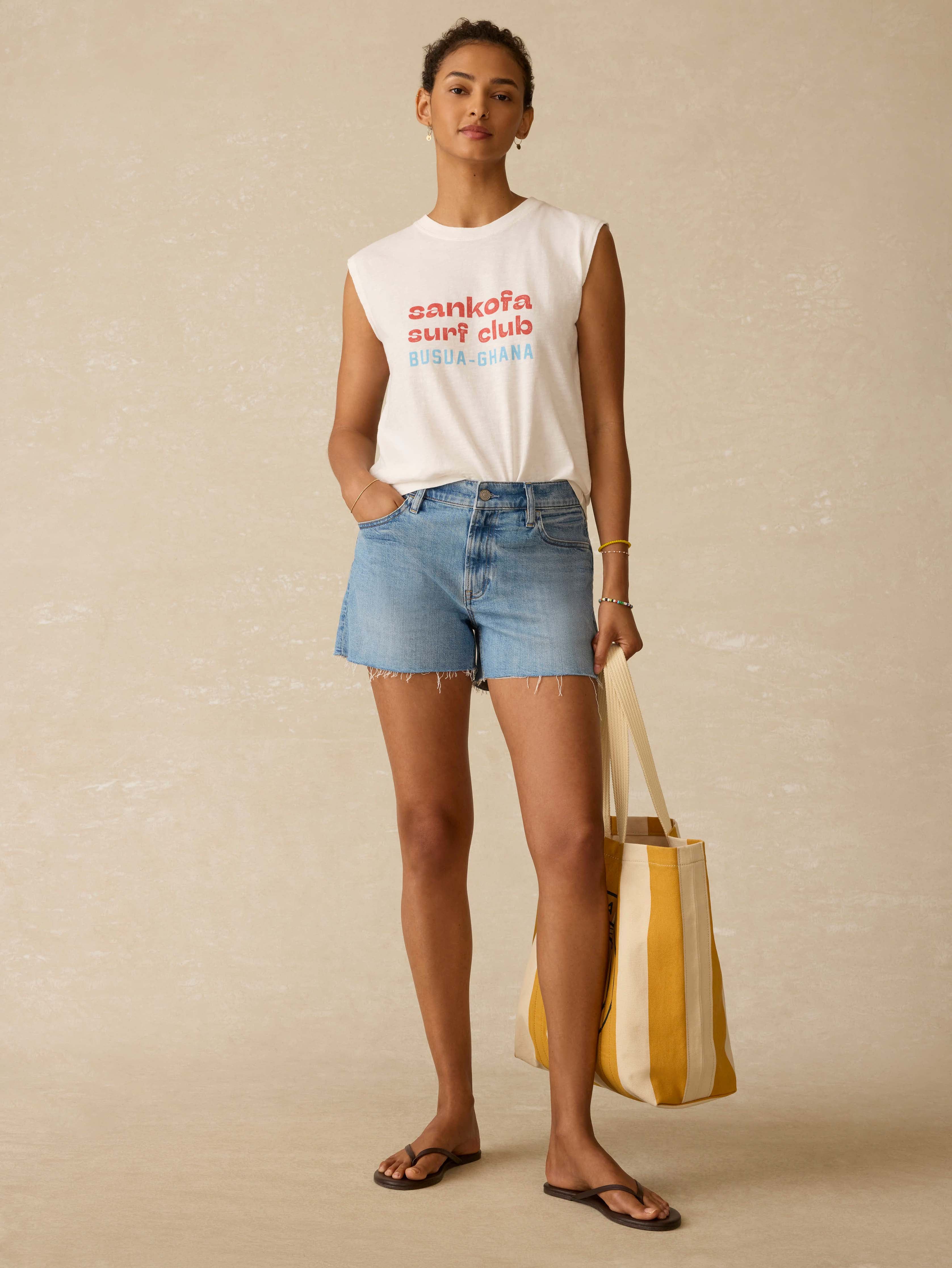 Surf Ghana Sunwashed Muscle Tank - White | Faherty Brand