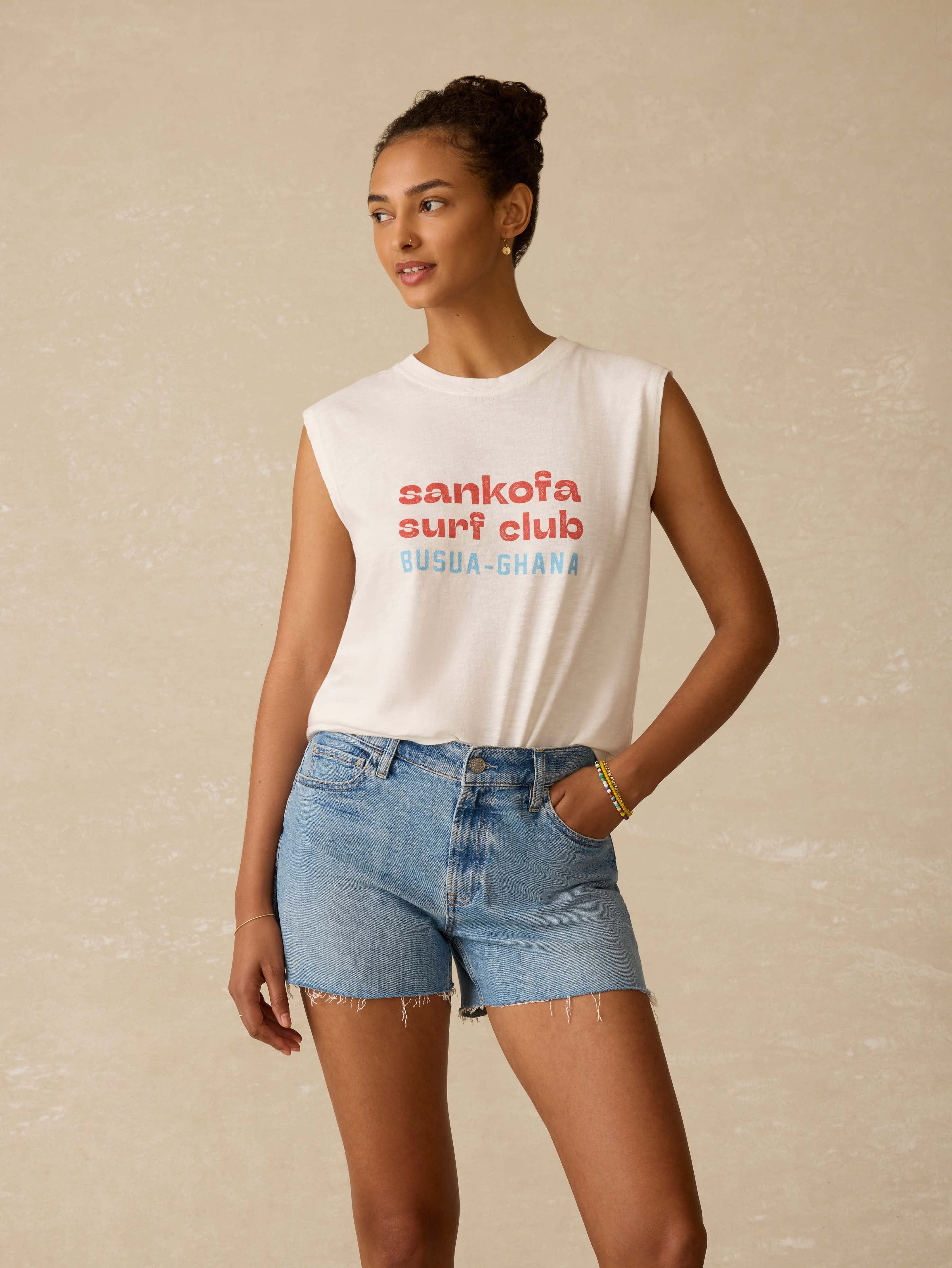 Surf Ghana Sunwashed Muscle Tank - White | Faherty Brand