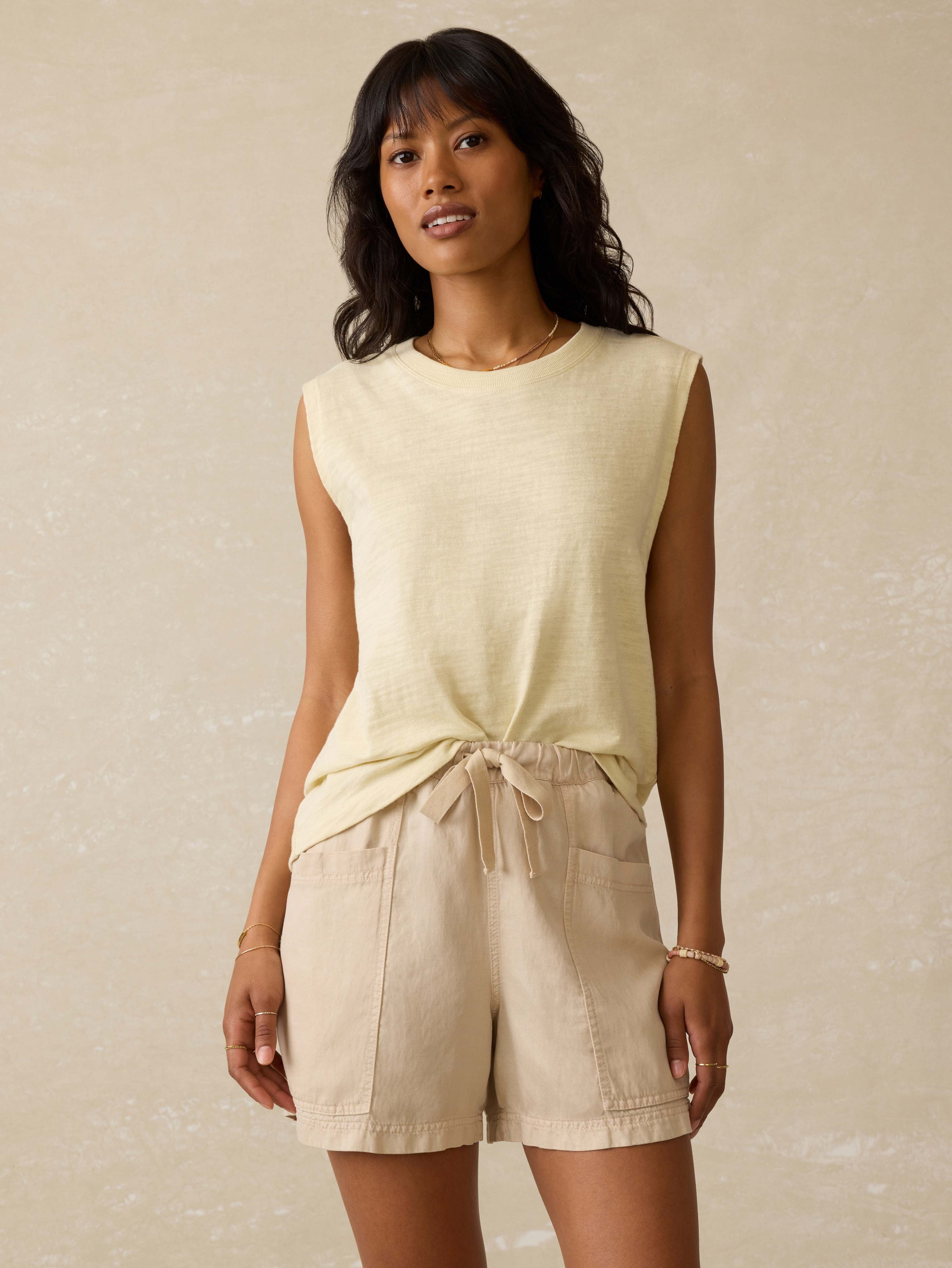 Sunwashed Organic Muscle Tank - Lemon Sorbet