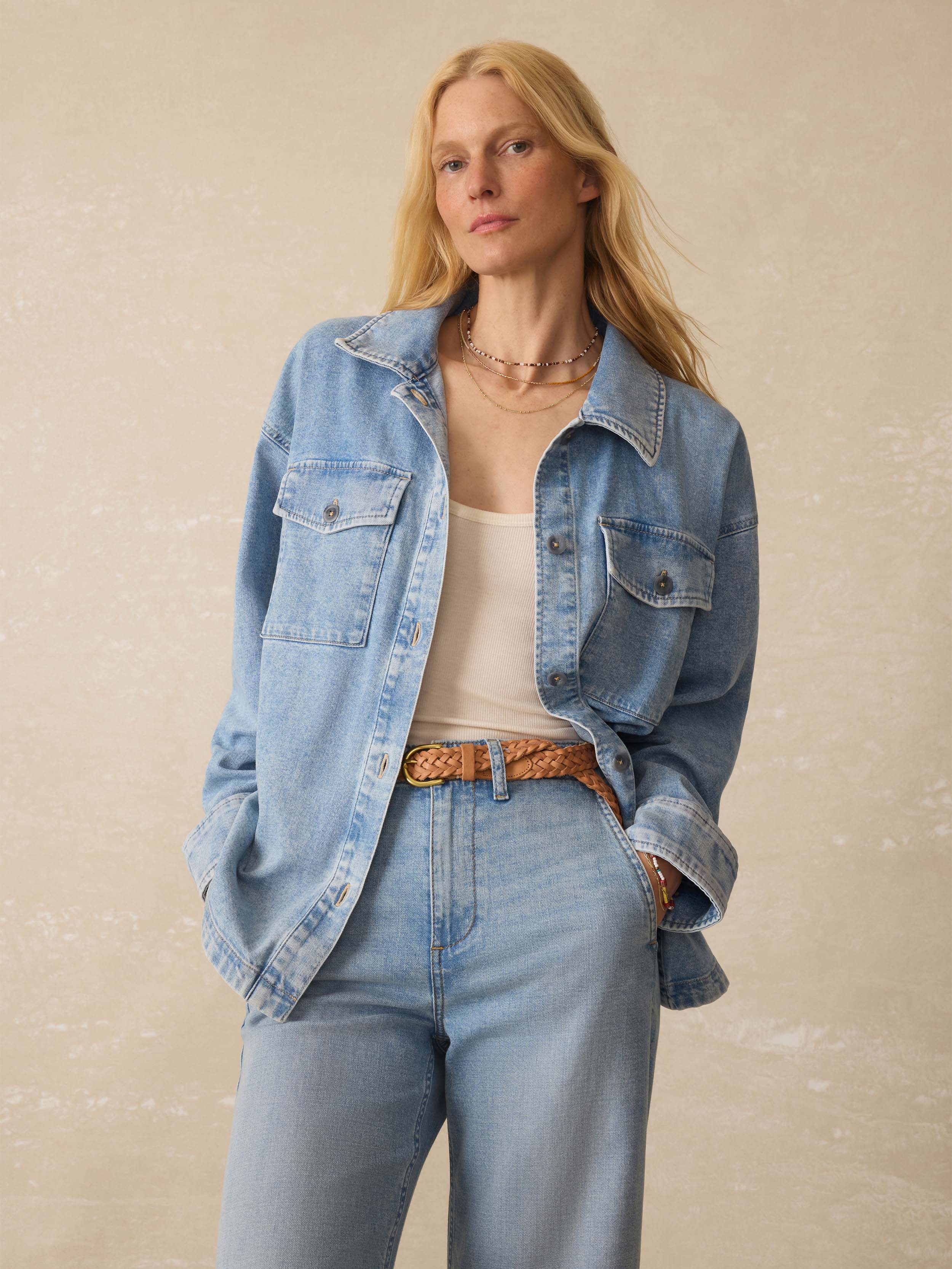 Linen Denim Jacket - Summer Seas Wash | Faherty Brand