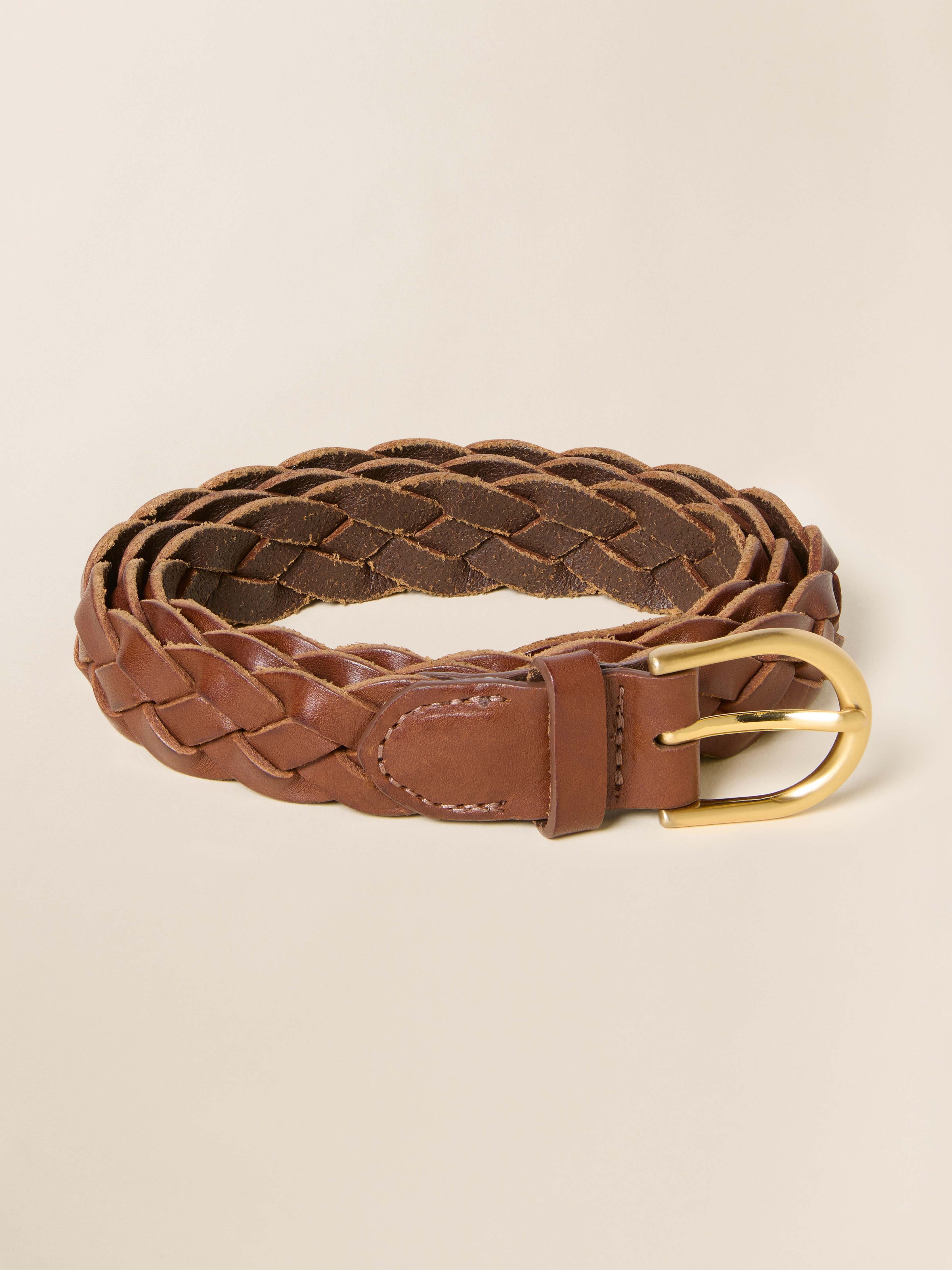 Downtown Braided Leather Belt - Saddle Brown | Faherty Brand