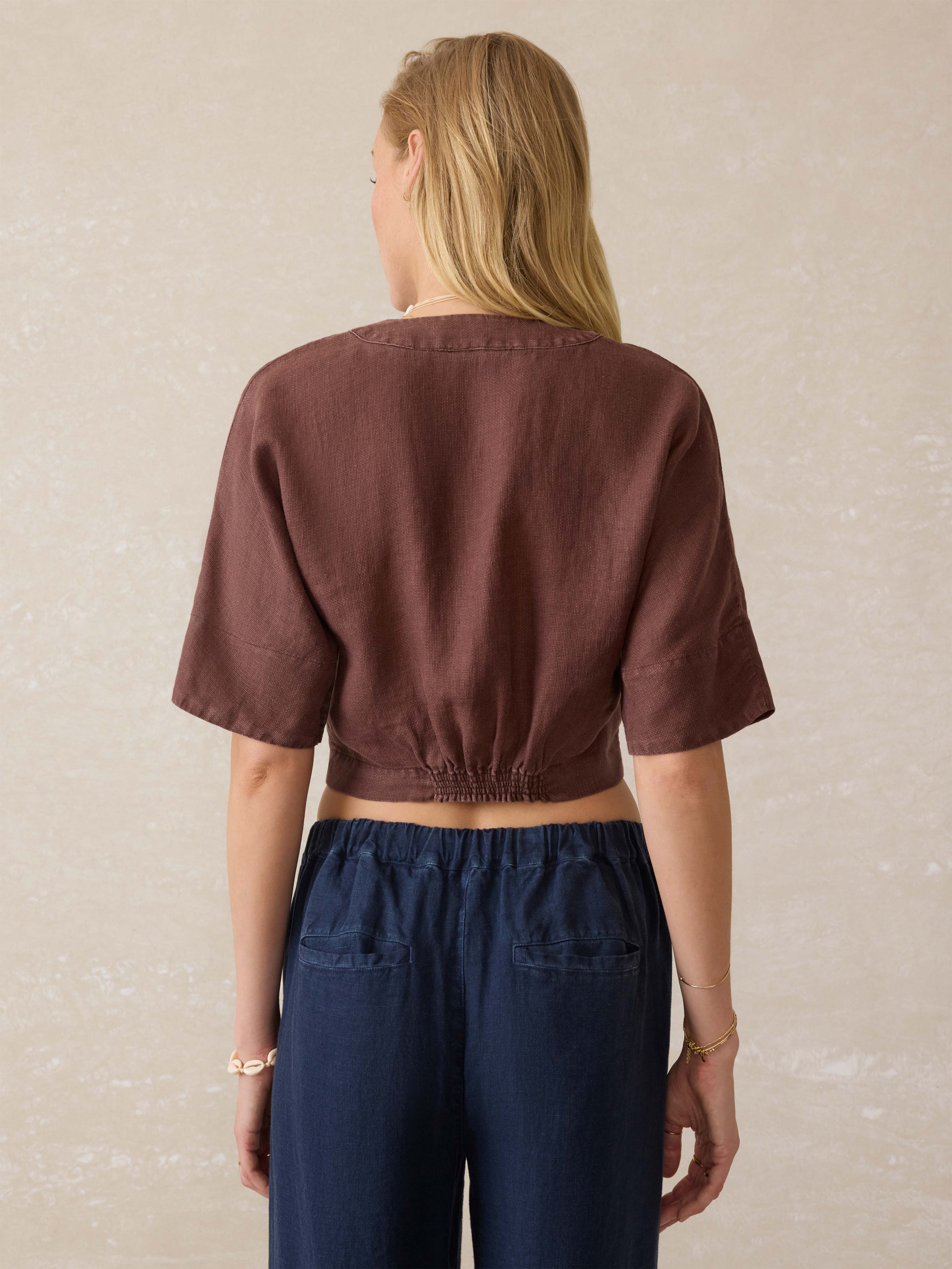 Palma Linen Avery Top - Cocoa | Faherty Brand