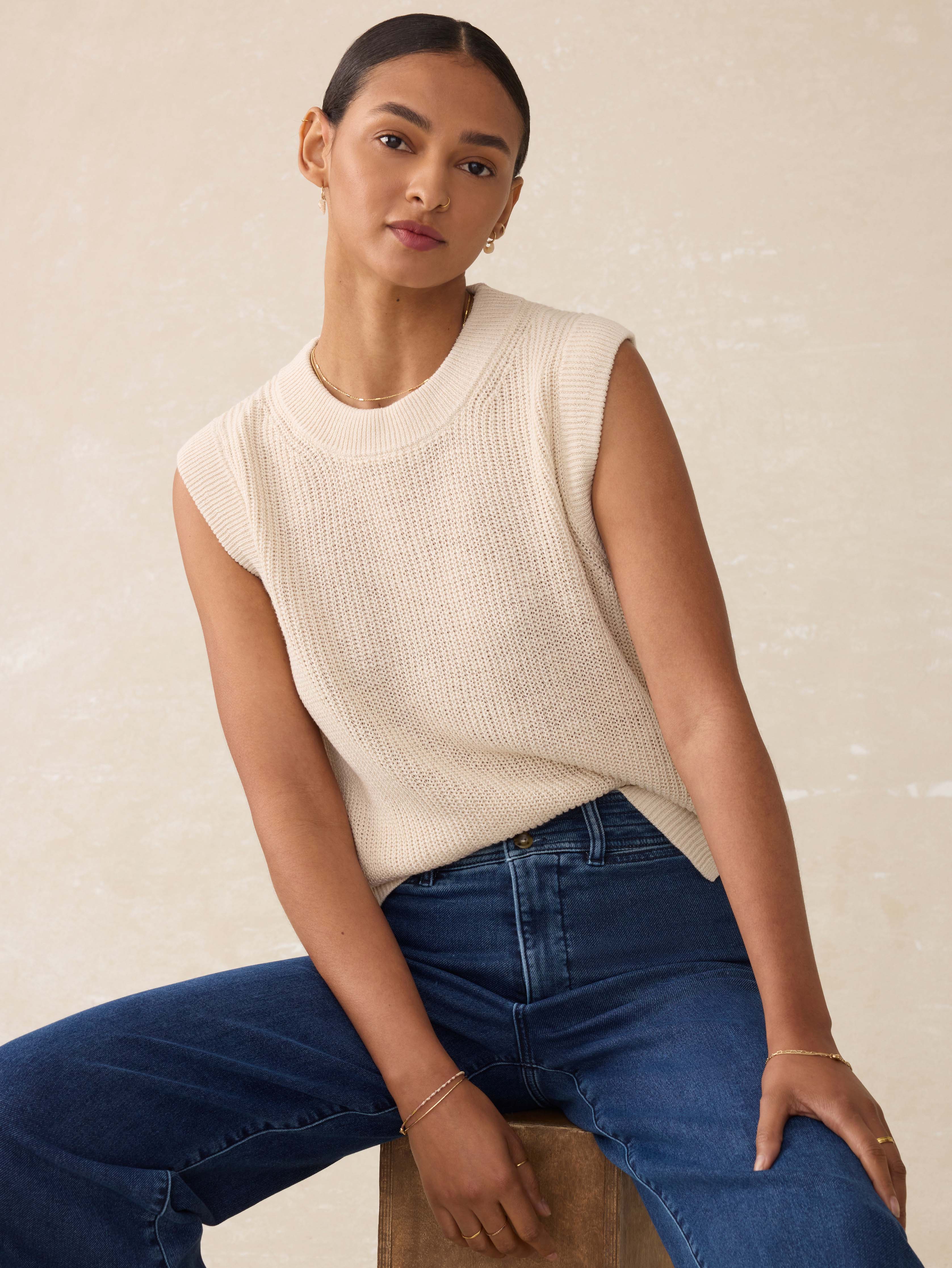 Miramar Linen Sweater Tank - Summer Sand | Faherty Brand