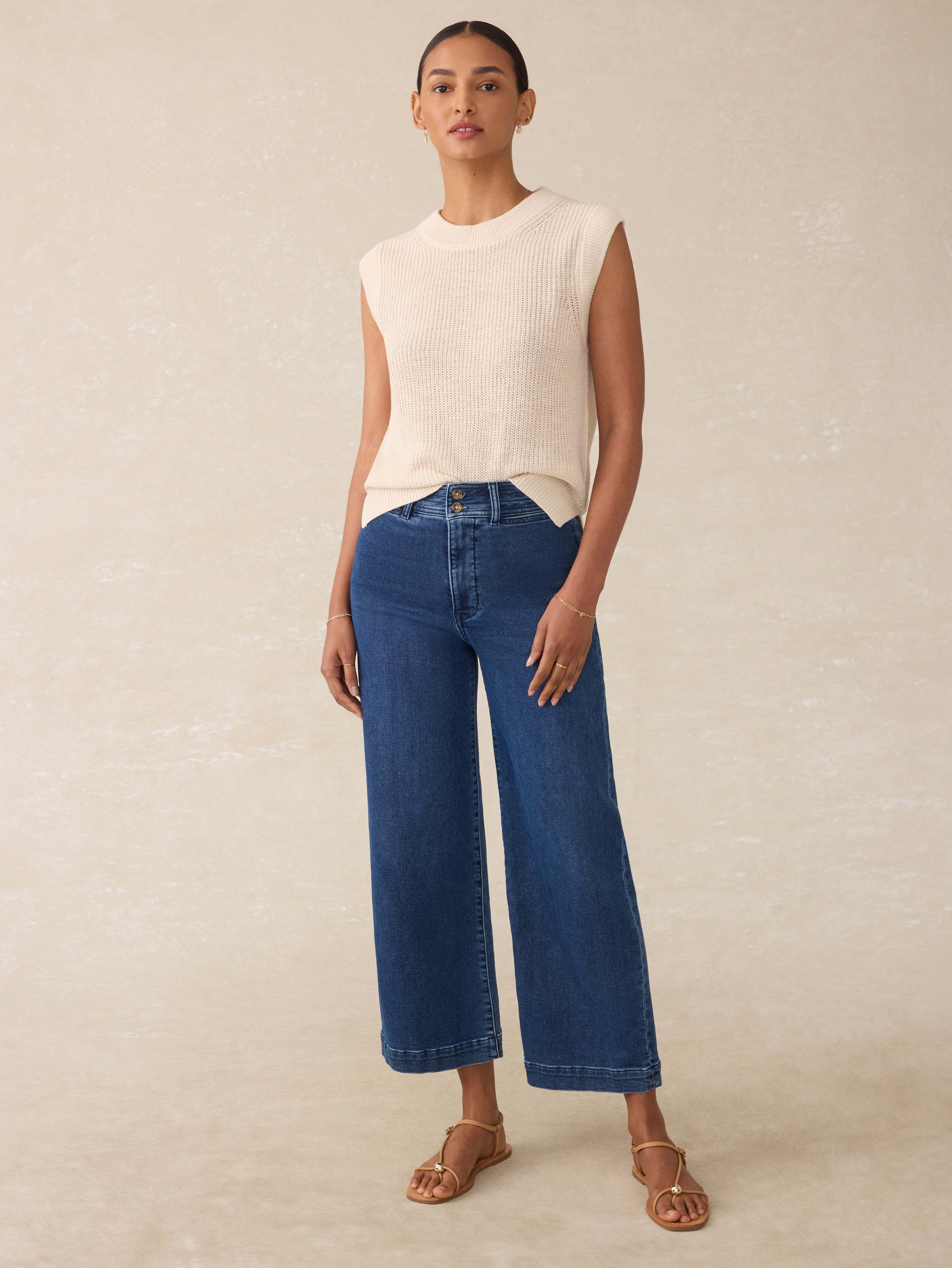 Miramar Linen Sweater Tank - Summer Sand | Faherty Brand