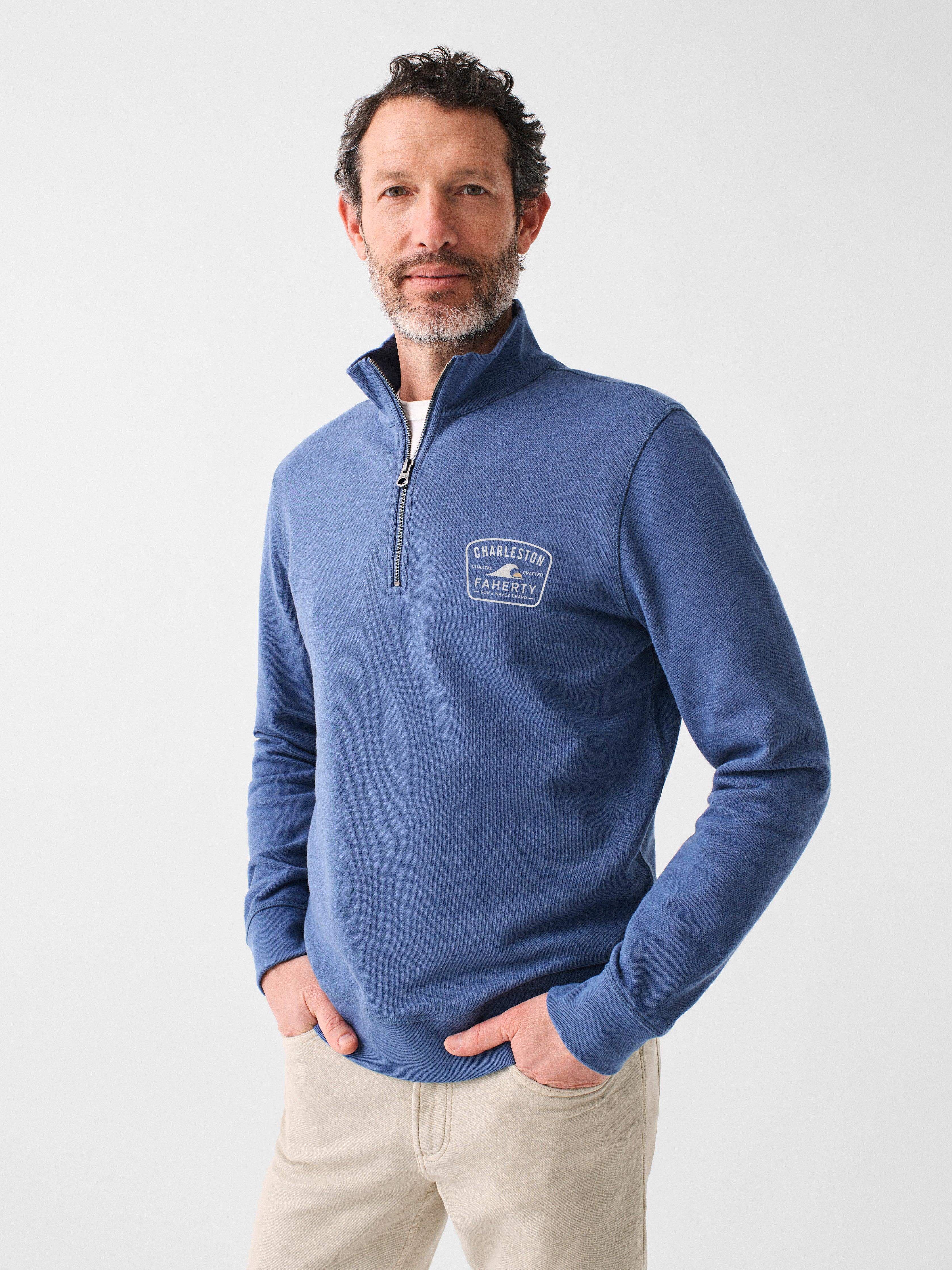 Charleston Long-Sleeve Terry Quarter-Zip - Faded Navy