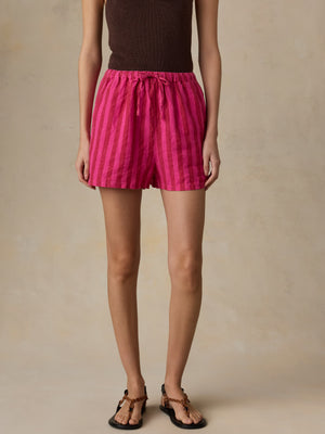 Laguna Linen Montecito Short - Sunset Pop Stripe