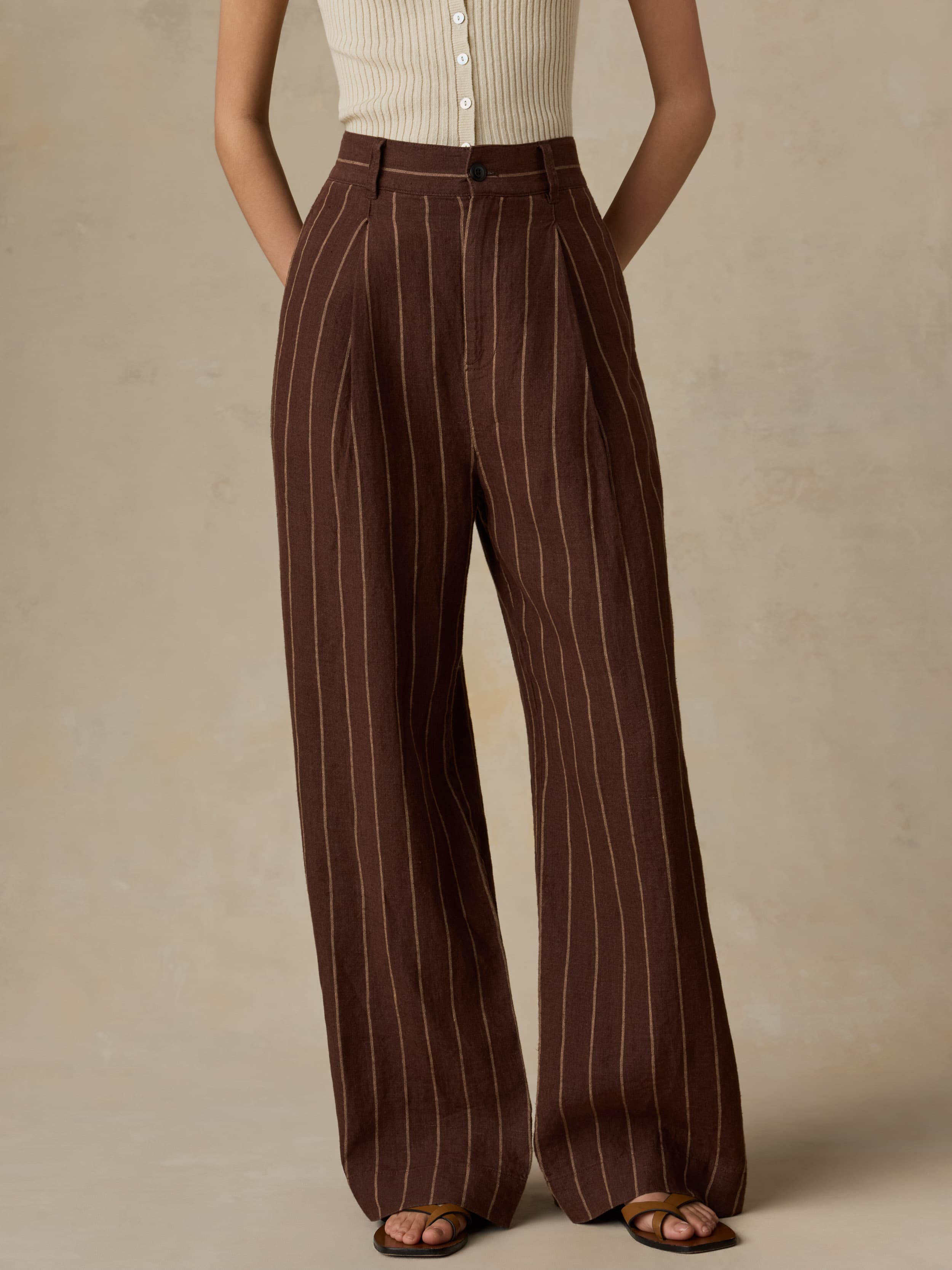 Sun Strider Pleated Pant - Harbor Line Stripe | Faherty Brand