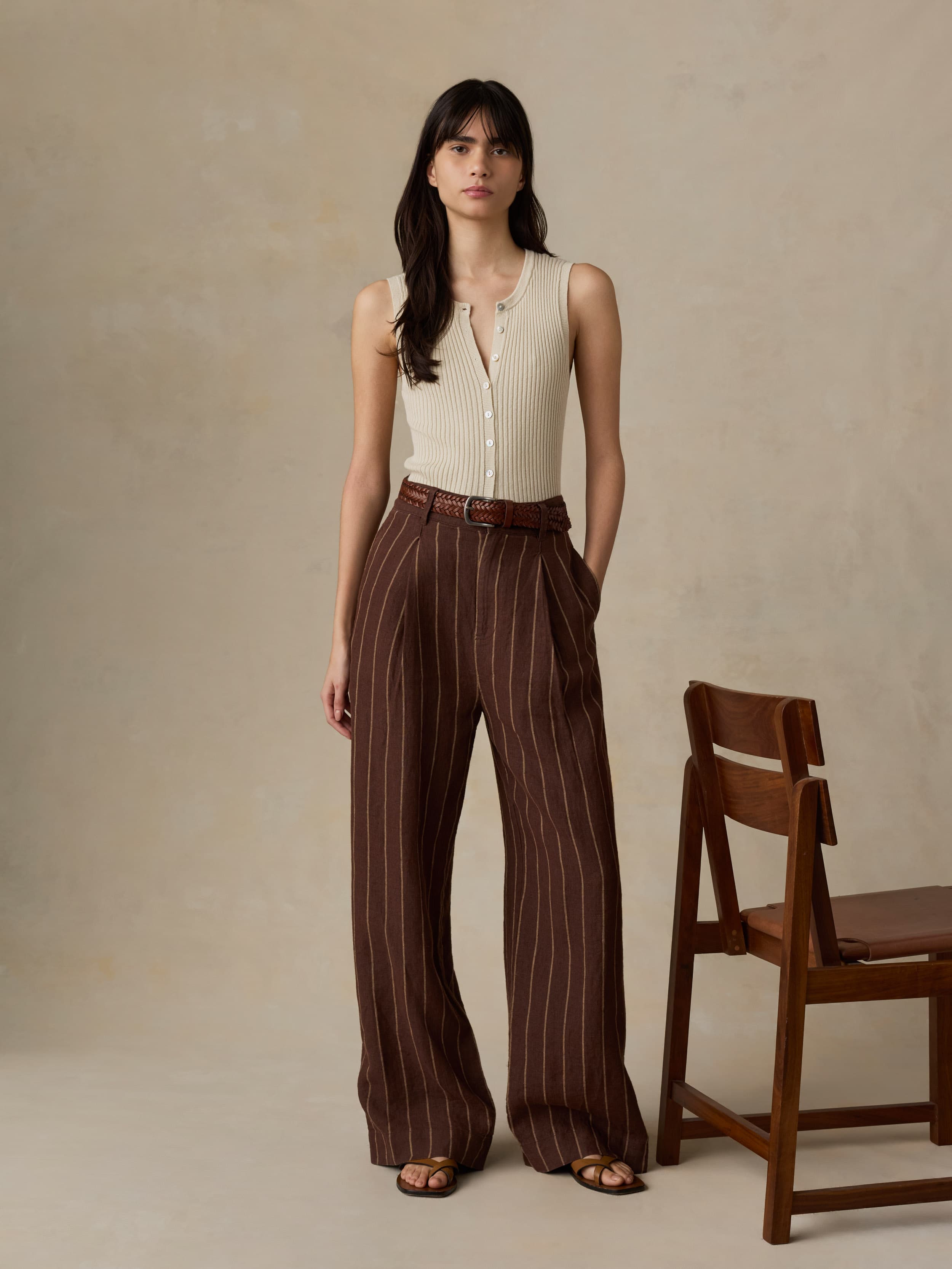 Sun Strider Pleated Pant - Harbor Line Stripe | Faherty Brand