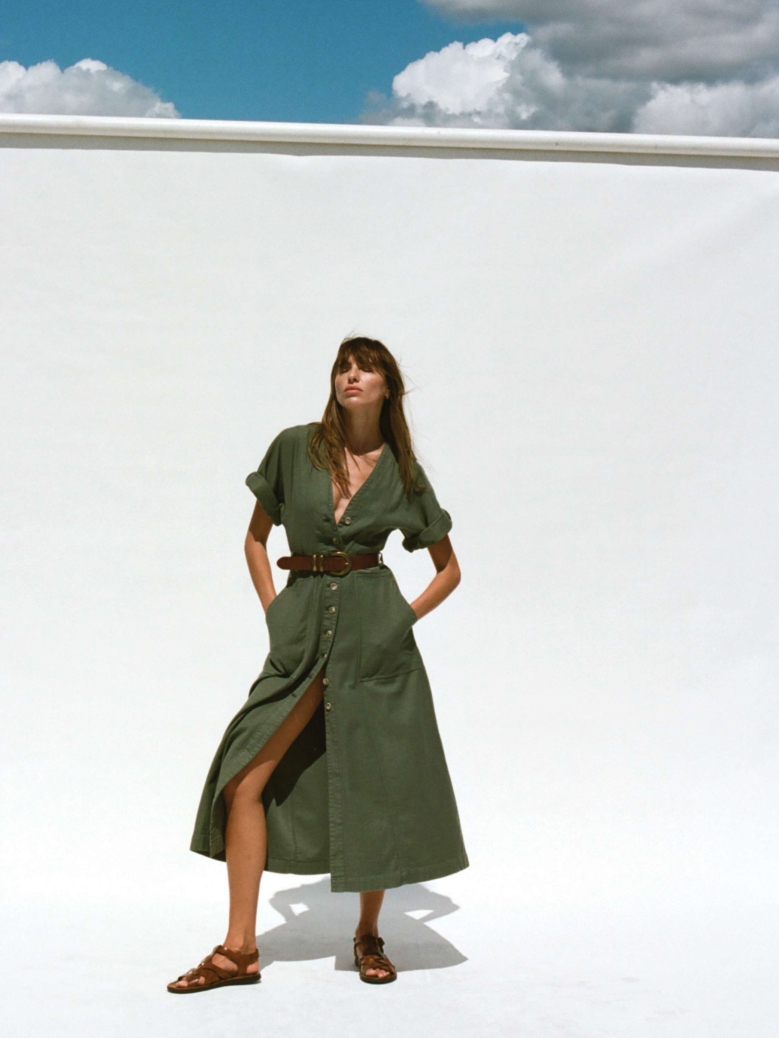 Soft Stretch Camille Dress - Moss | Faherty Brand