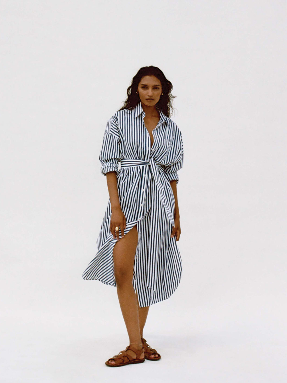  | Coastal Poplin Rio Shirtdress - Seaside Stripe | Faherty Brand, image 1 of 8