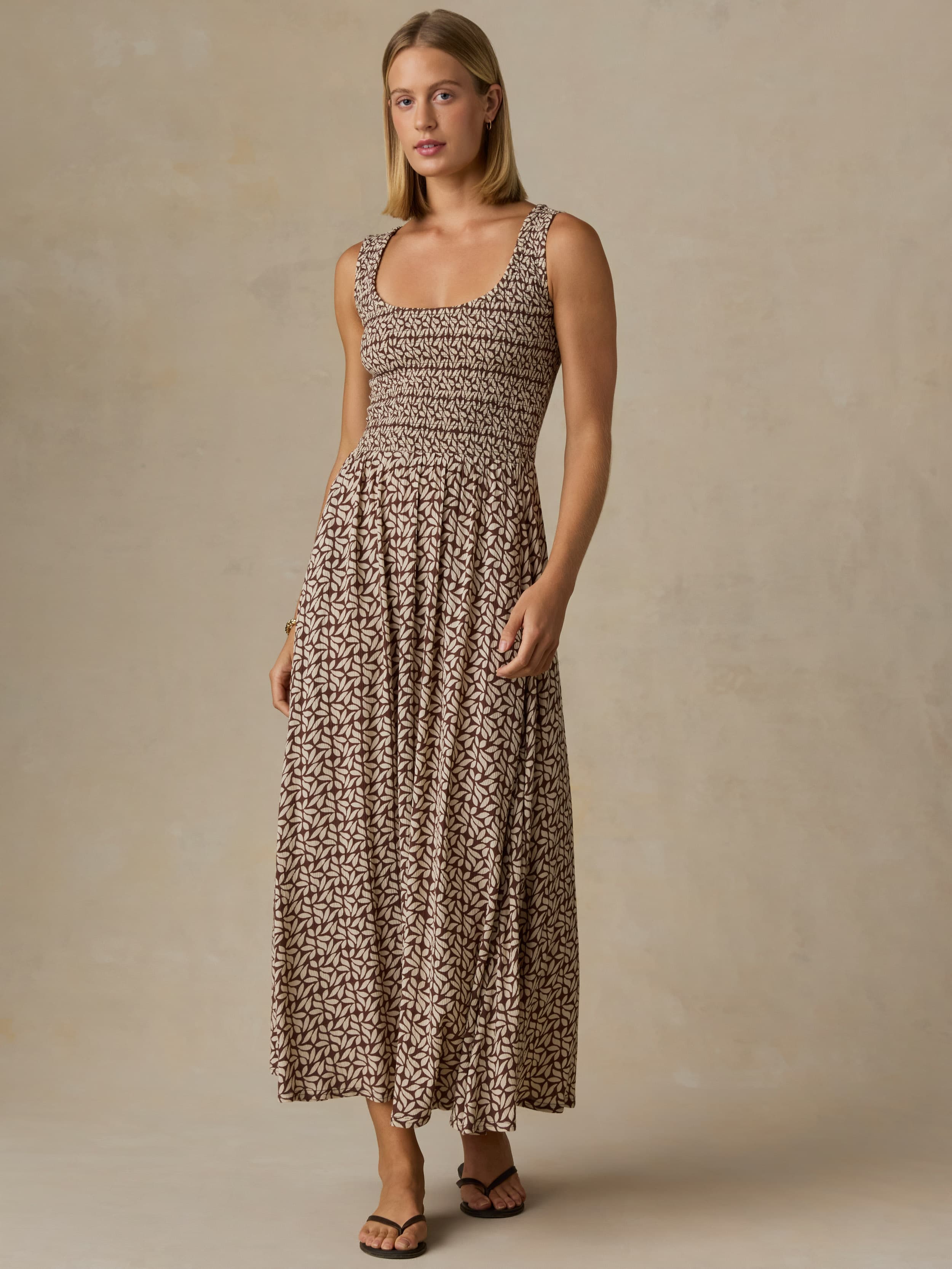 Sophia Smocked Dress - Chocolate Petal | Faherty Brand