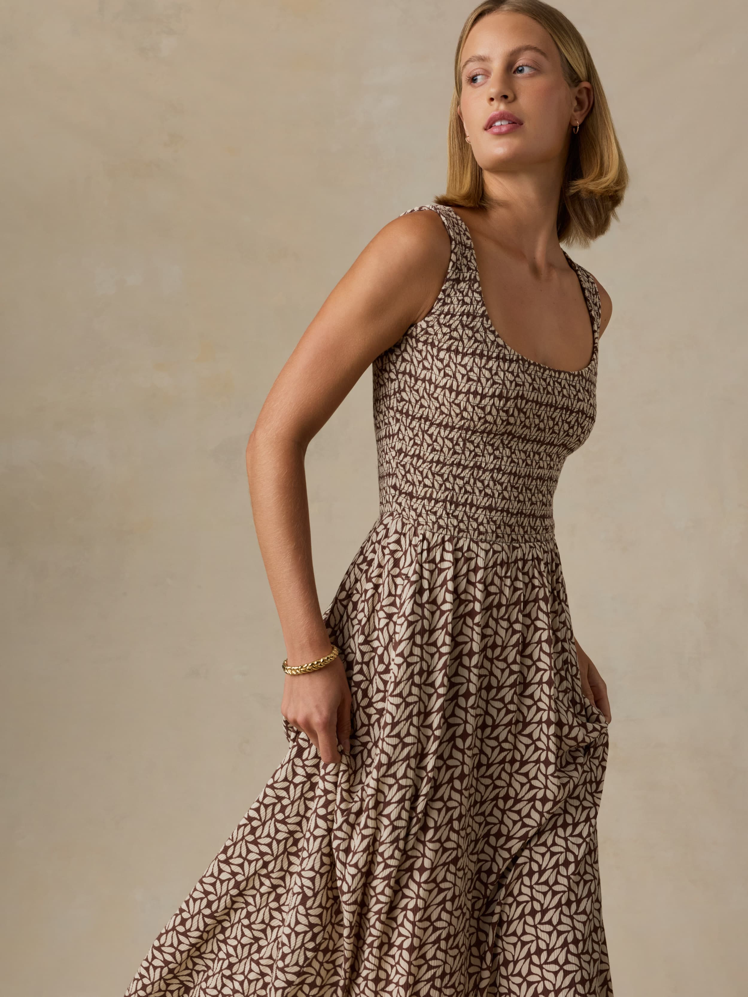 Sophia Smocked Dress - Chocolate Petal | Faherty Brand