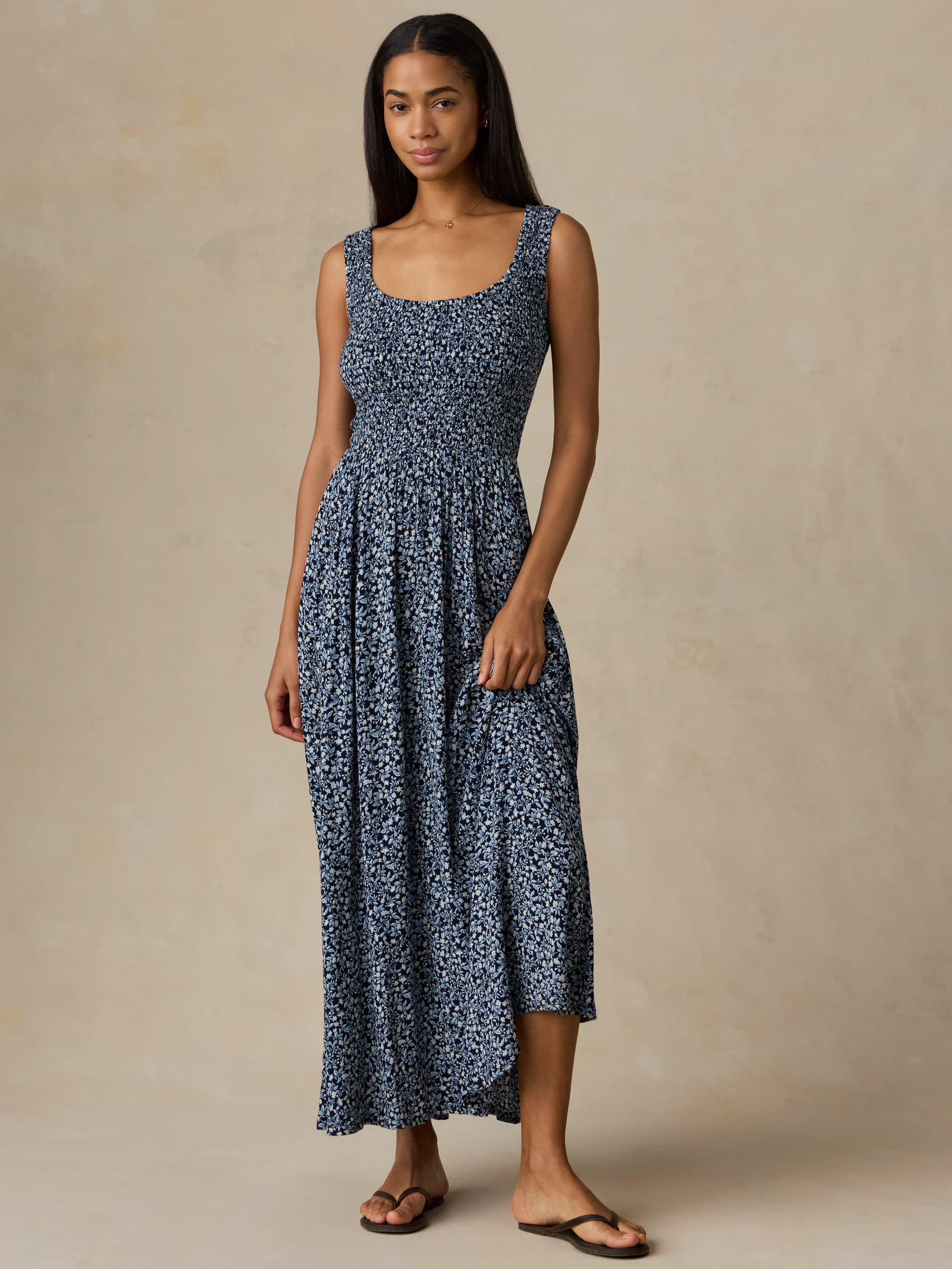 Sophia Smocked Dress - Coastal Bloom | Faherty Brand