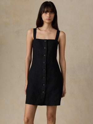 Sun Strider Linen Miley Dress - Black
