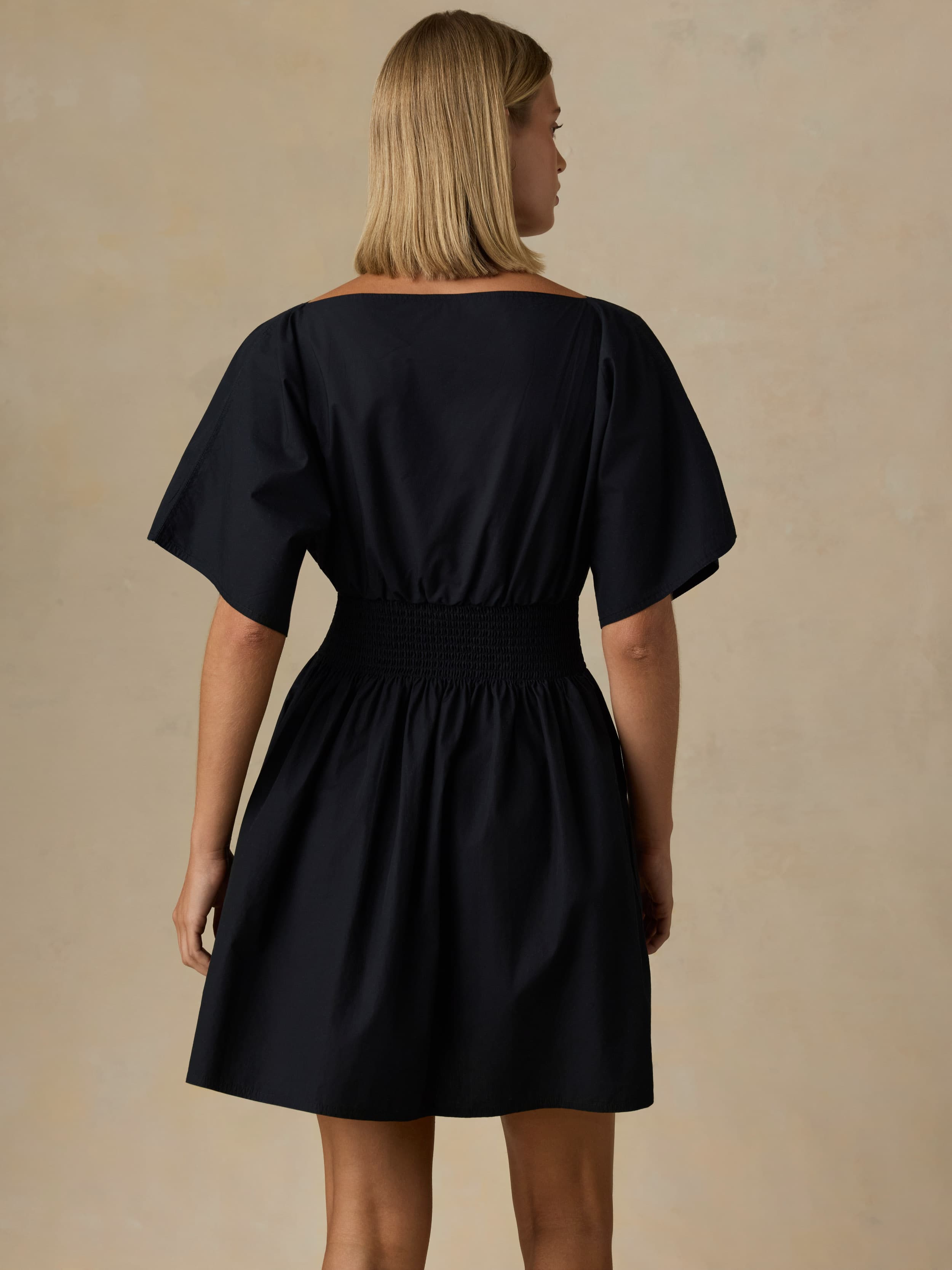 Coastal Poplin Elia Mini Smocked Dress - Black | Faherty Brand