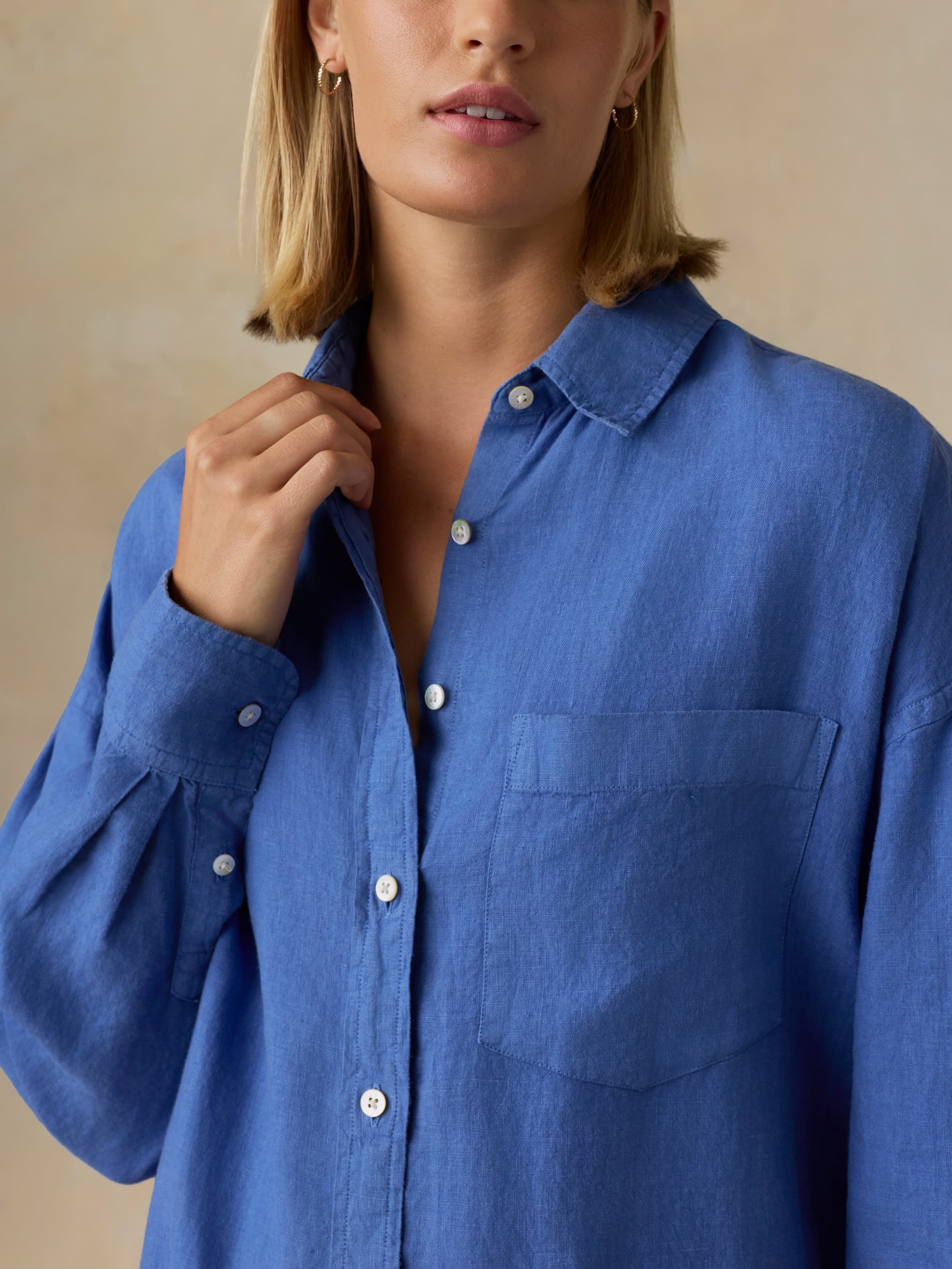 Laguna Linen Kova Shirtdress - Paradise Blue | Faherty Brand